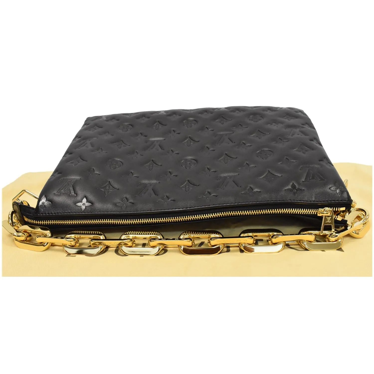 LOUIS VUITTON Coussin MM Monogram Embossed Shoulder Bag Black