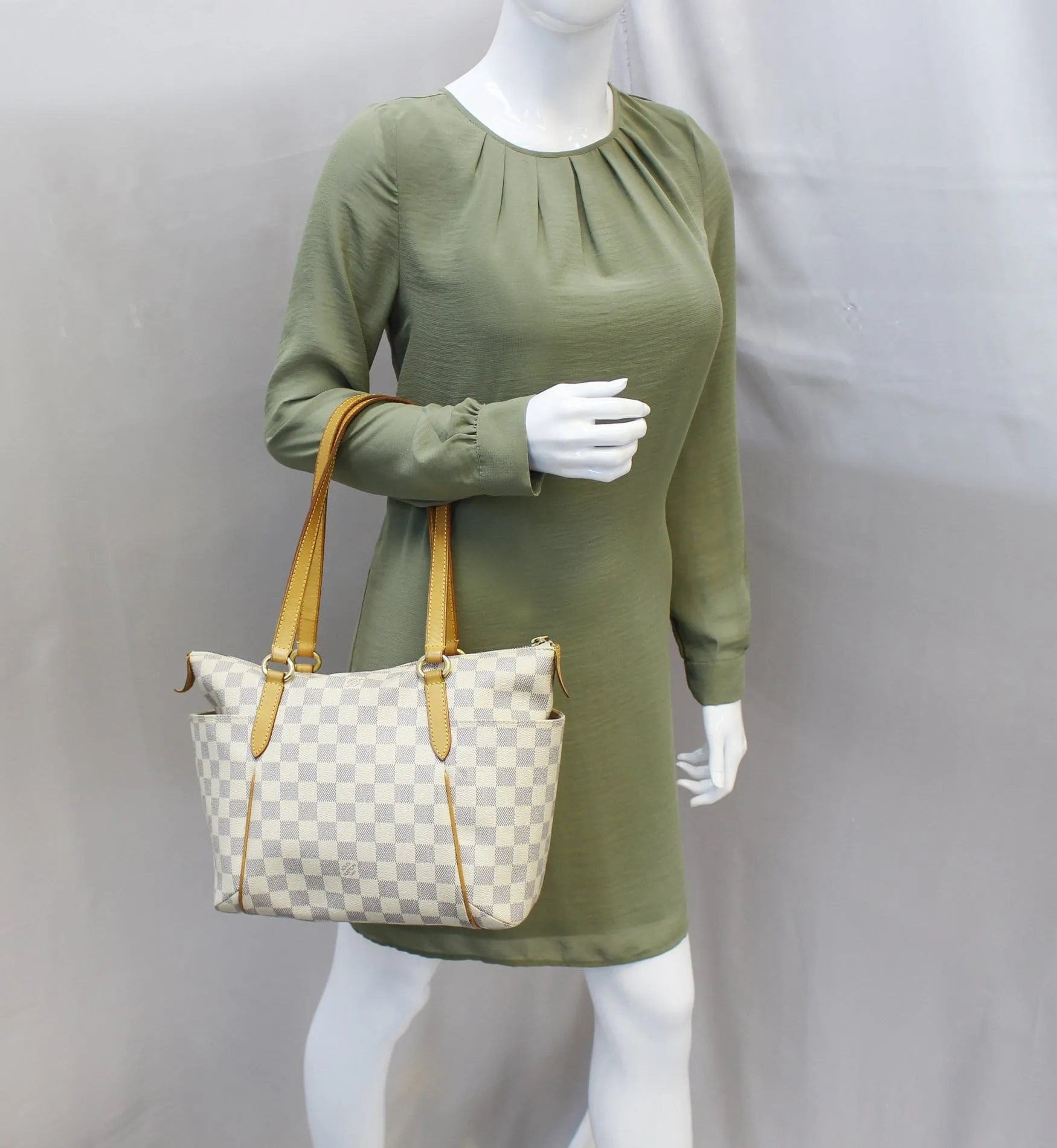 Louis Vuitton Damier Azur Totally PM Brown Shoulder Handbag