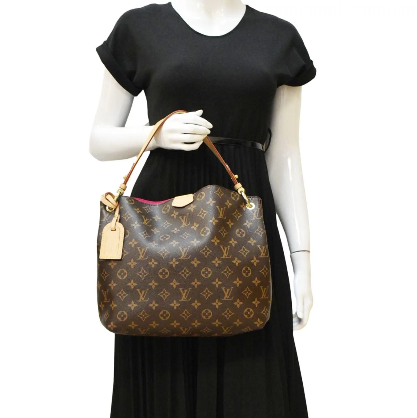 LOUIS VUITTON Graceful PM Monogram Canvas Hobo Shoulder Bag Brown