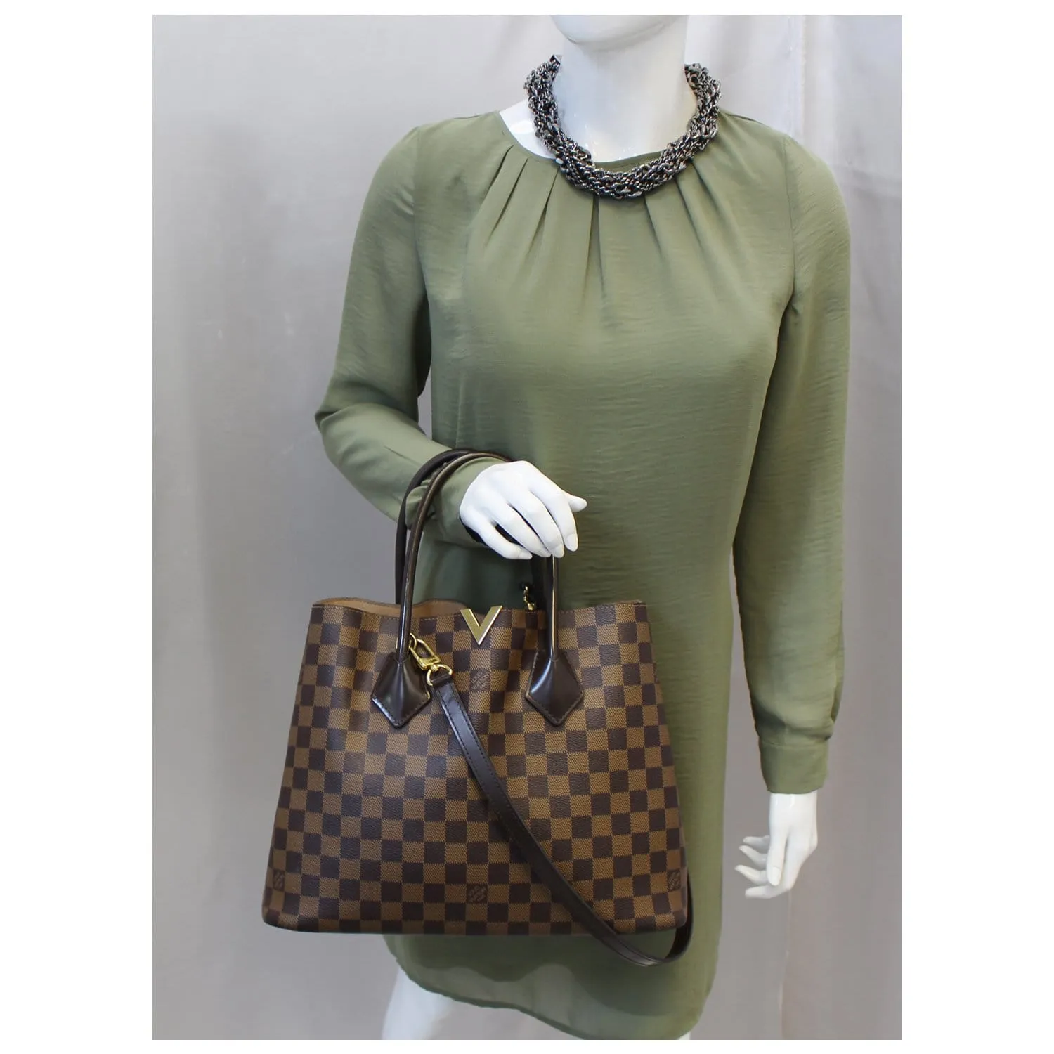 LOUIS VUITTON Kensington Damier Ebene Shoulder Handbag