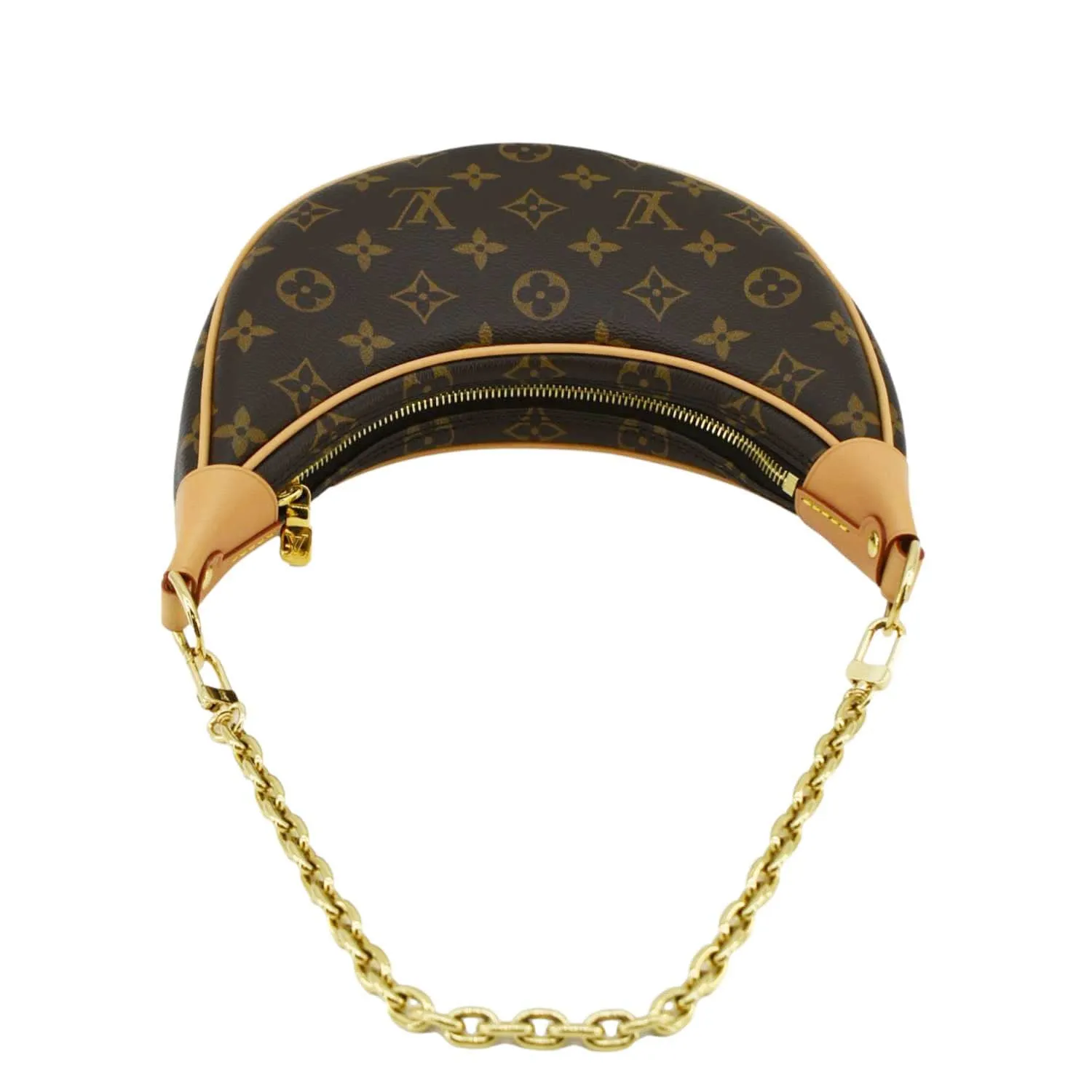 LOUIS VUITTON Loop Half Moon Monogram Canvas Shoulder Bag Brown