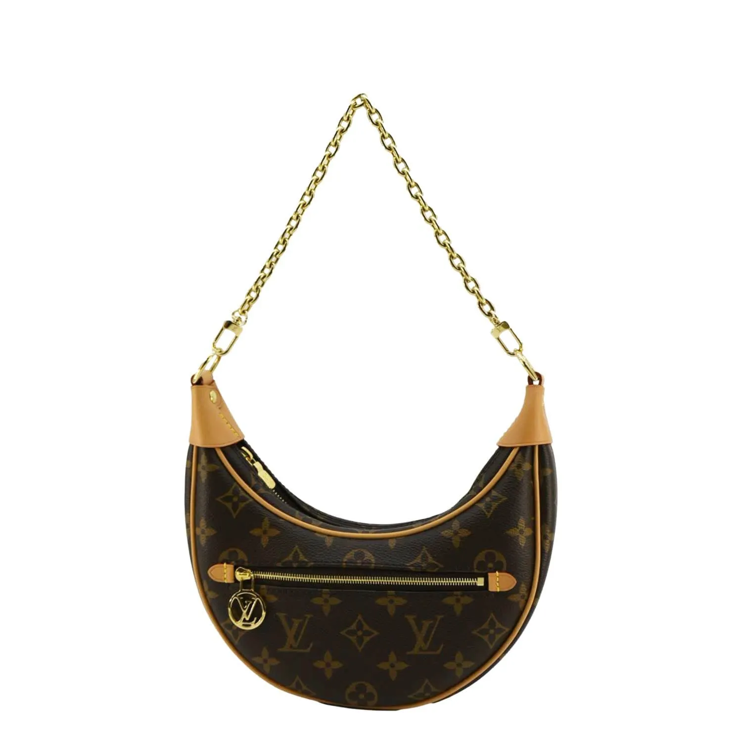 LOUIS VUITTON Loop Half Moon Monogram Canvas Shoulder Bag Brown