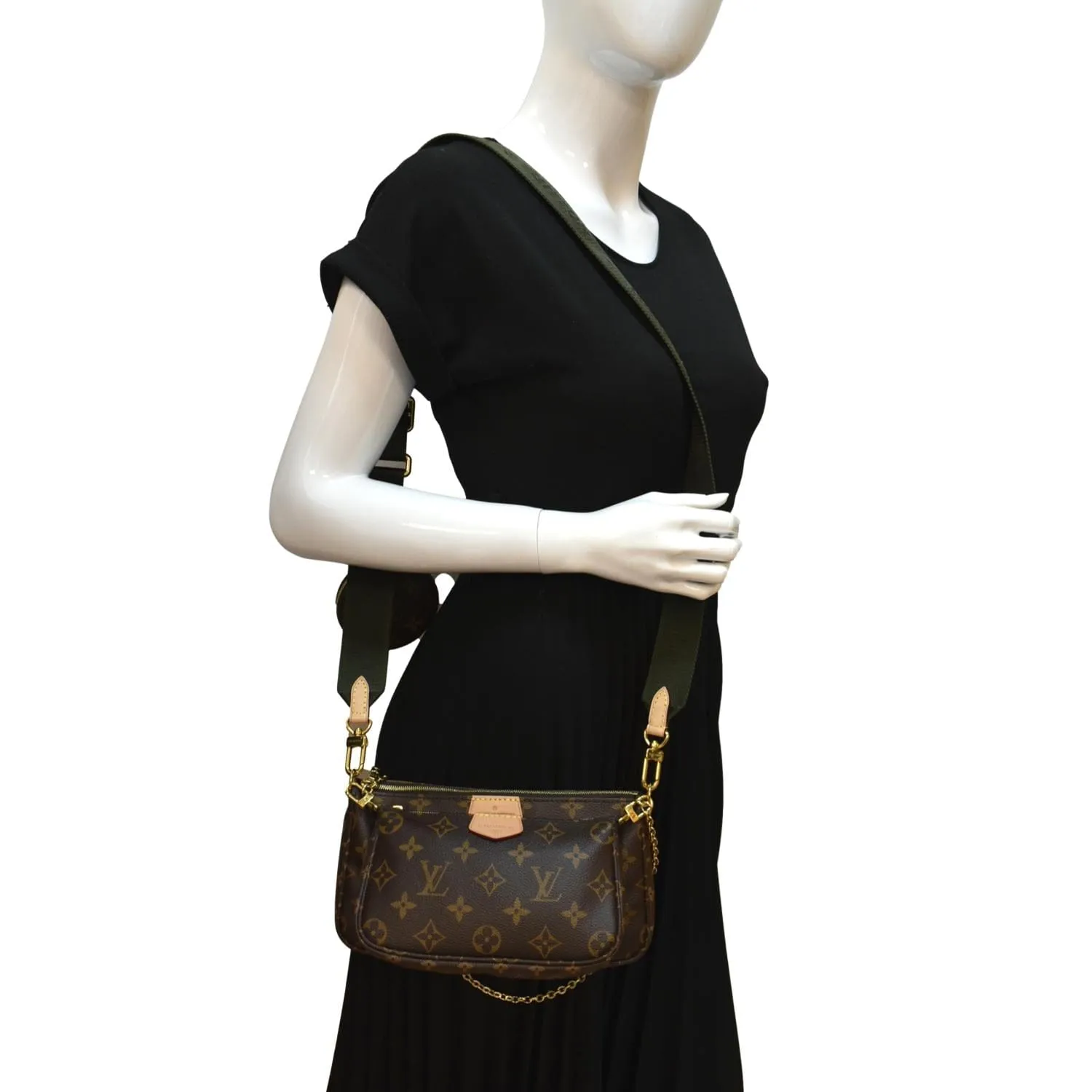 LOUIS VUITTON Multi Pochette Accessoires Monogram Canvas Shoulder Bag Khaki