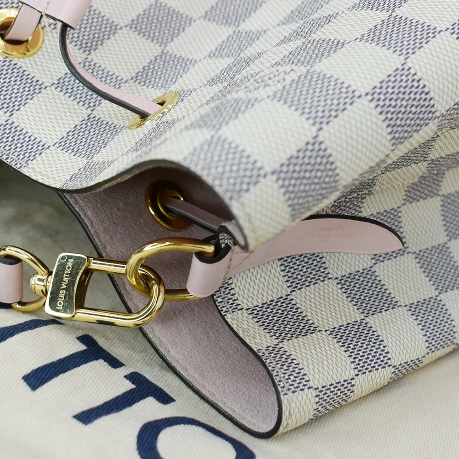 LOUIS VUITTON Neonoe MM Damier Azur Shoulder Bag Rose