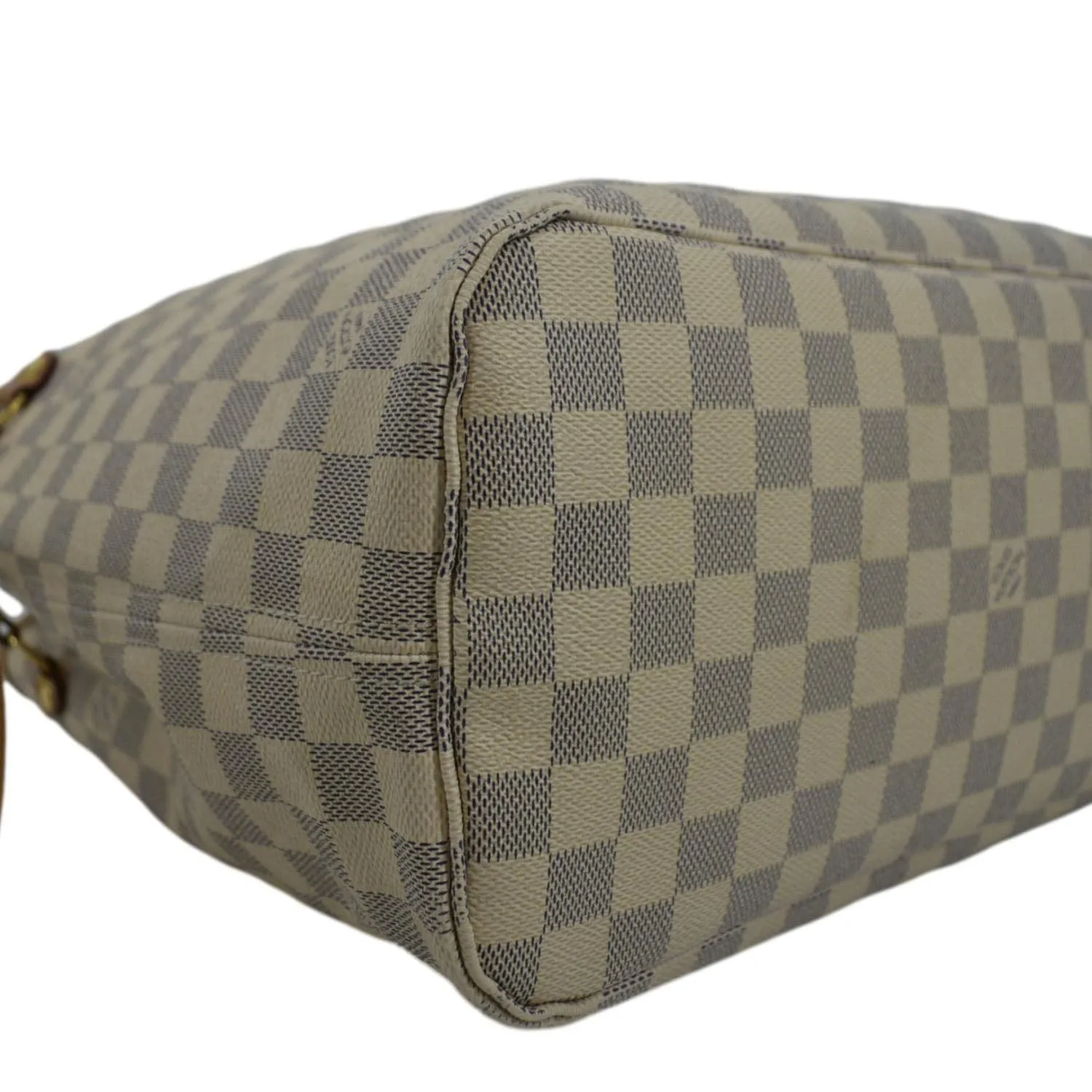 LOUIS VUITTON Neverfull MM Damier Azur Shoulder Bag White
