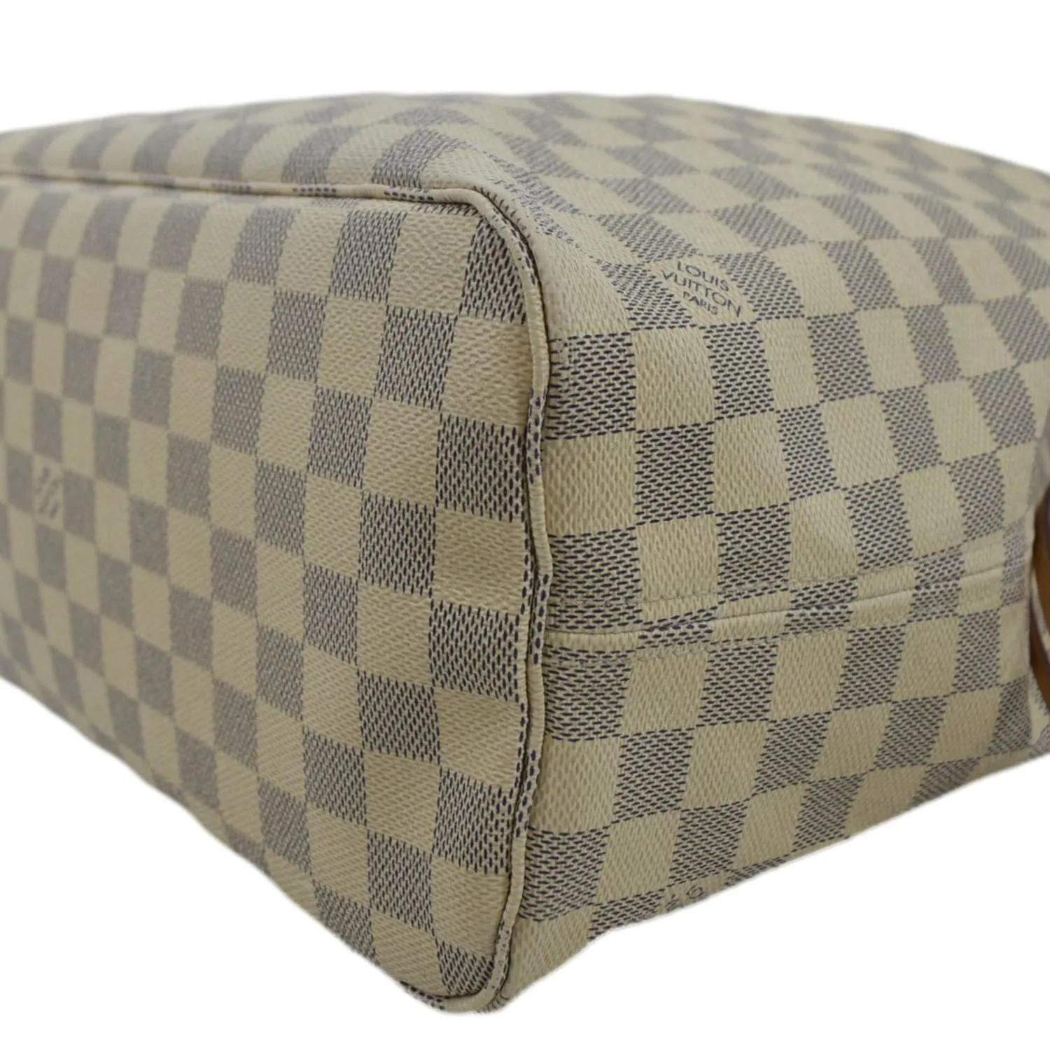 LOUIS VUITTON Neverfull MM Damier Azur Shoulder Bag White
