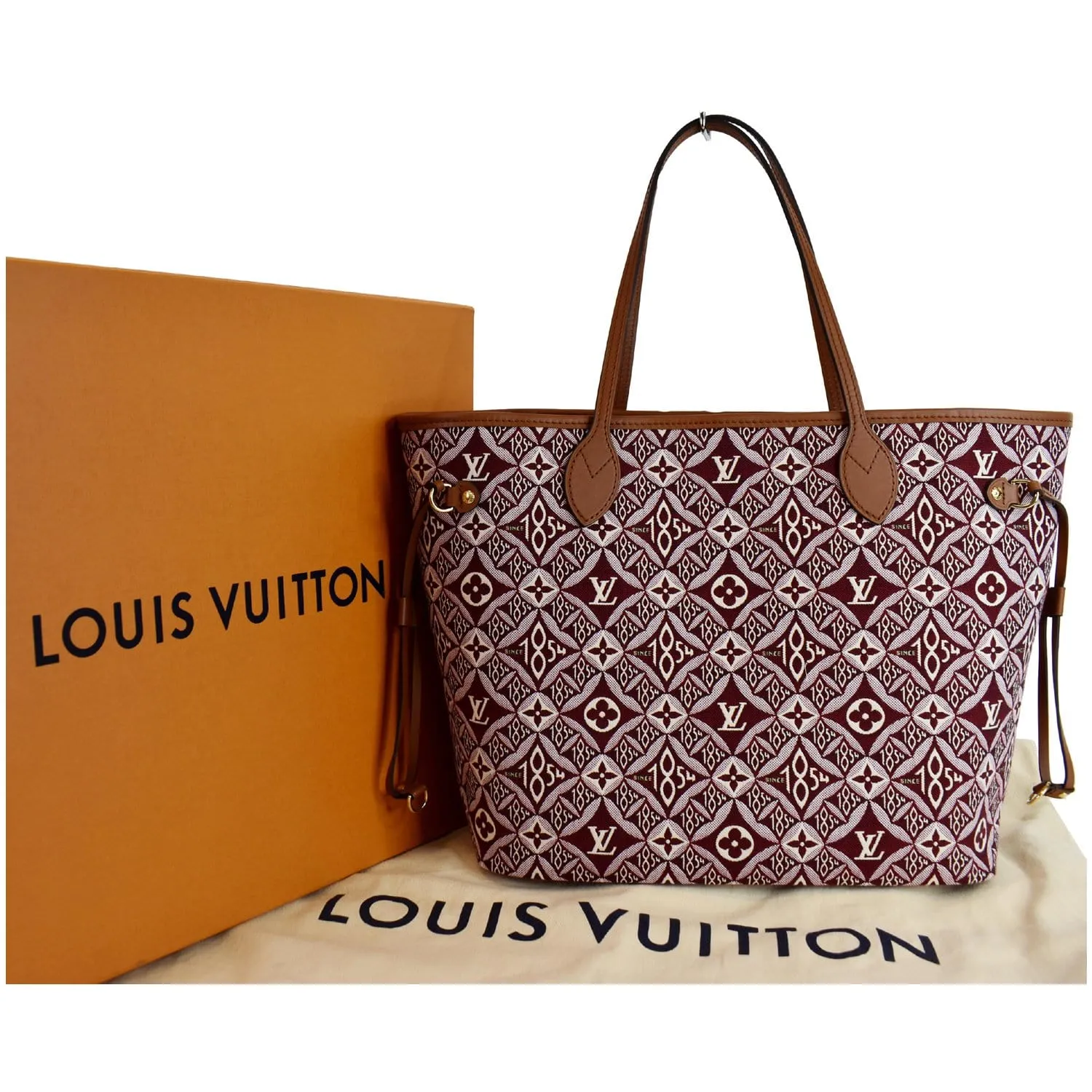 LOUIS VUITTON Neverfull MM Since 1854 Jacquard Shoulder Bag Bordeaux Red