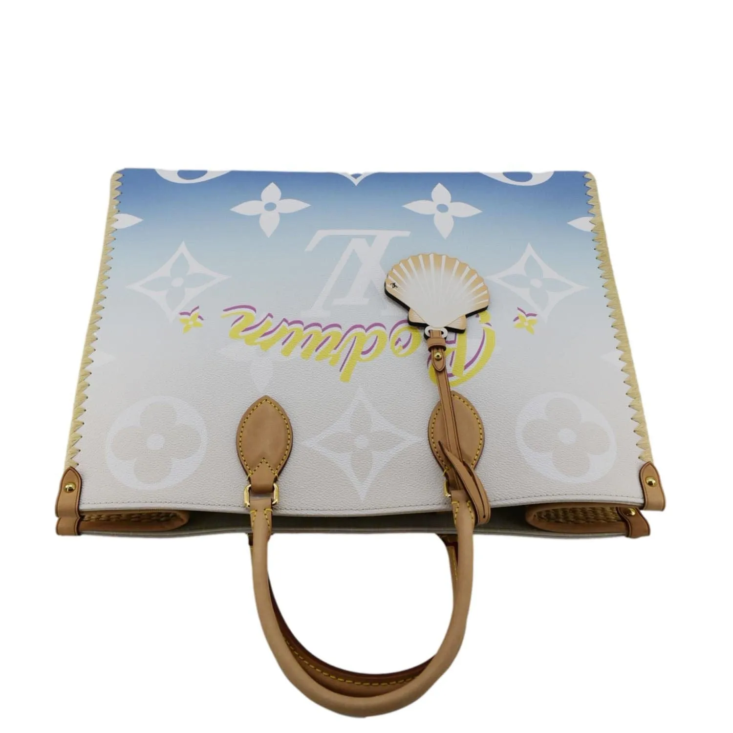 LOUIS VUITTON Onthego GM  By The Pool Raffia Portofino Canvas Tote Bag Multicolor