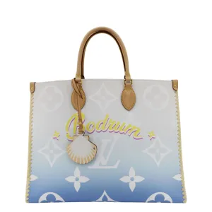 LOUIS VUITTON Onthego GM  By The Pool Raffia Portofino Canvas Tote Bag Multicolor