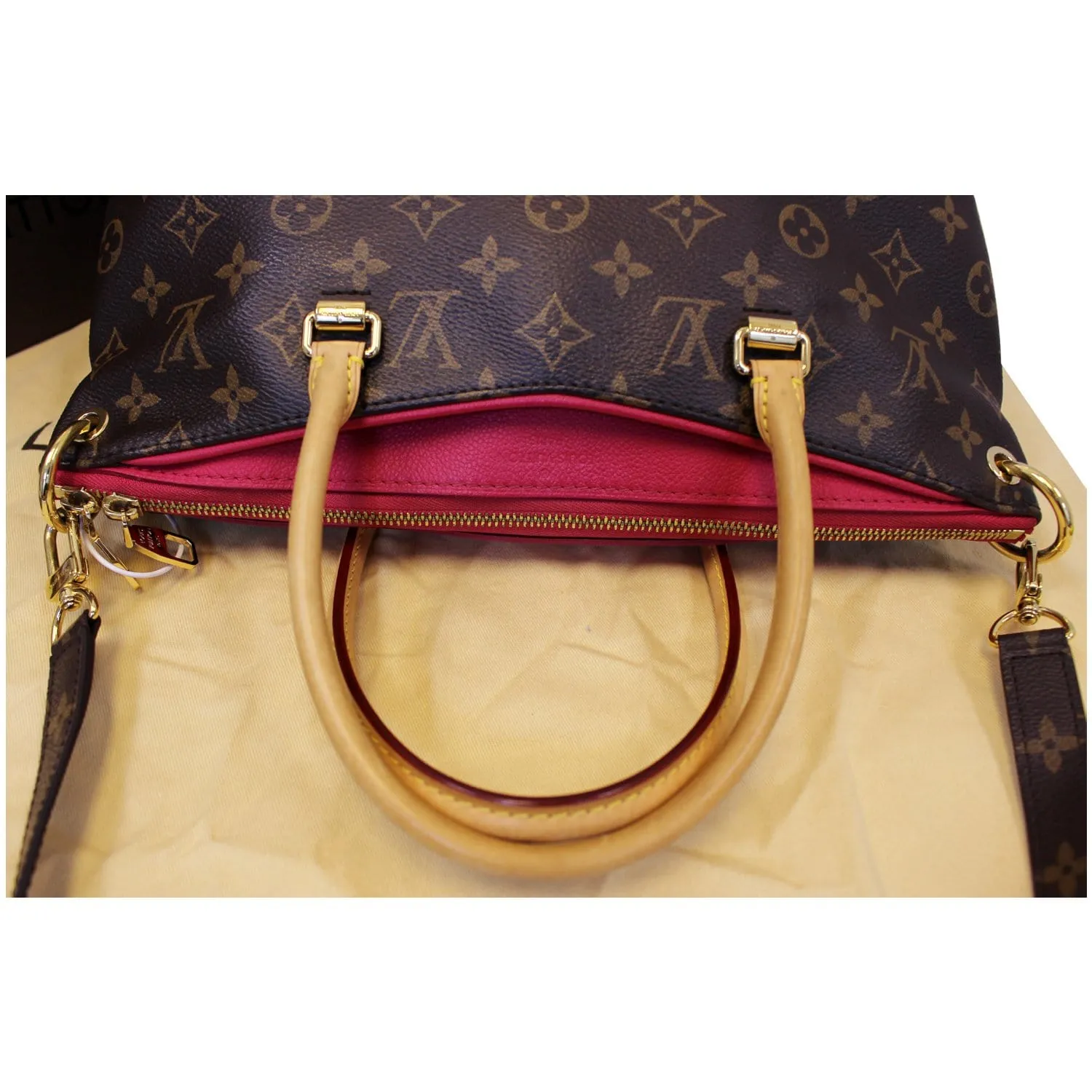LOUIS VUITTON Pallas Monogram Canvas 2Way Shoulder Bag Cerise