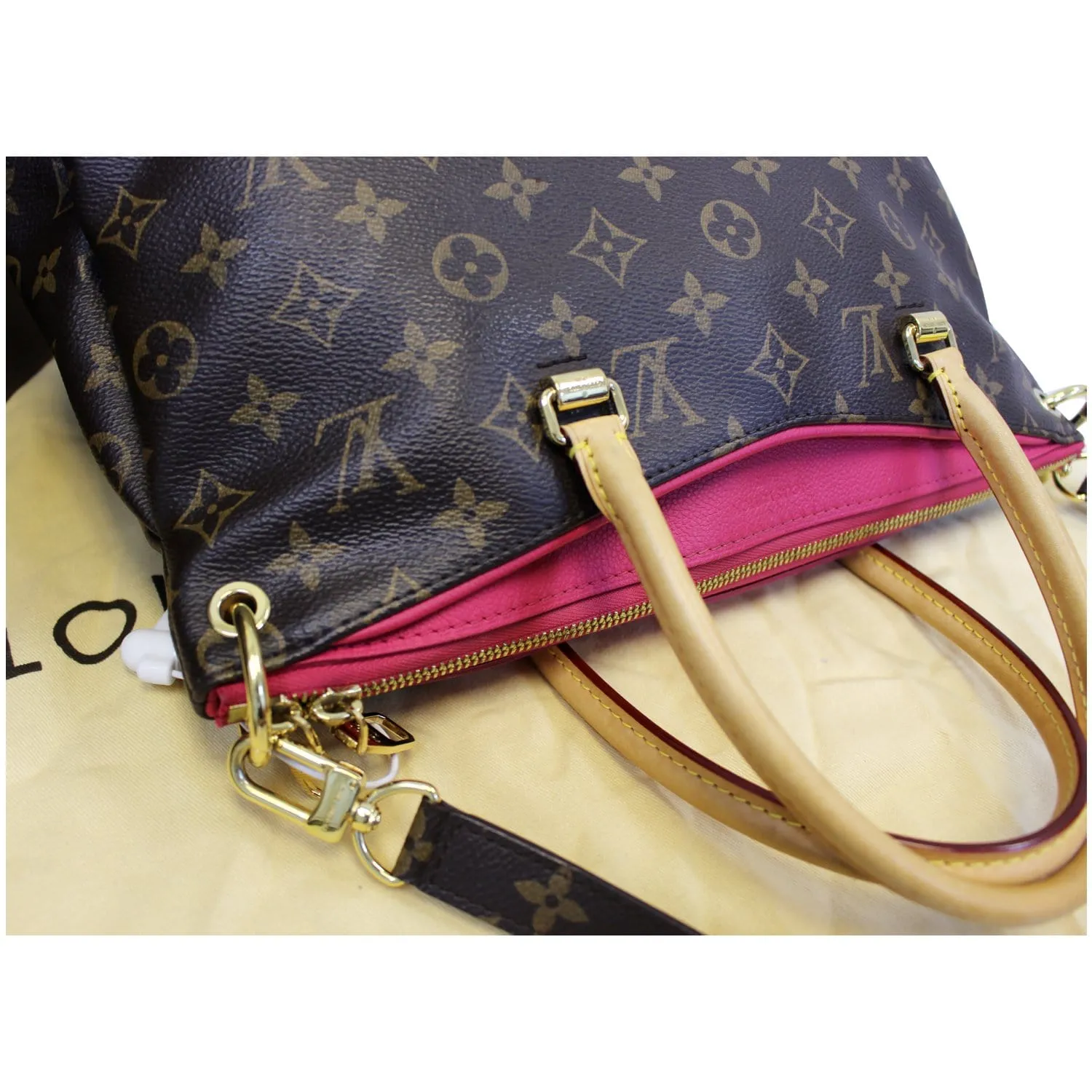 LOUIS VUITTON Pallas Monogram Canvas 2Way Shoulder Bag Cerise