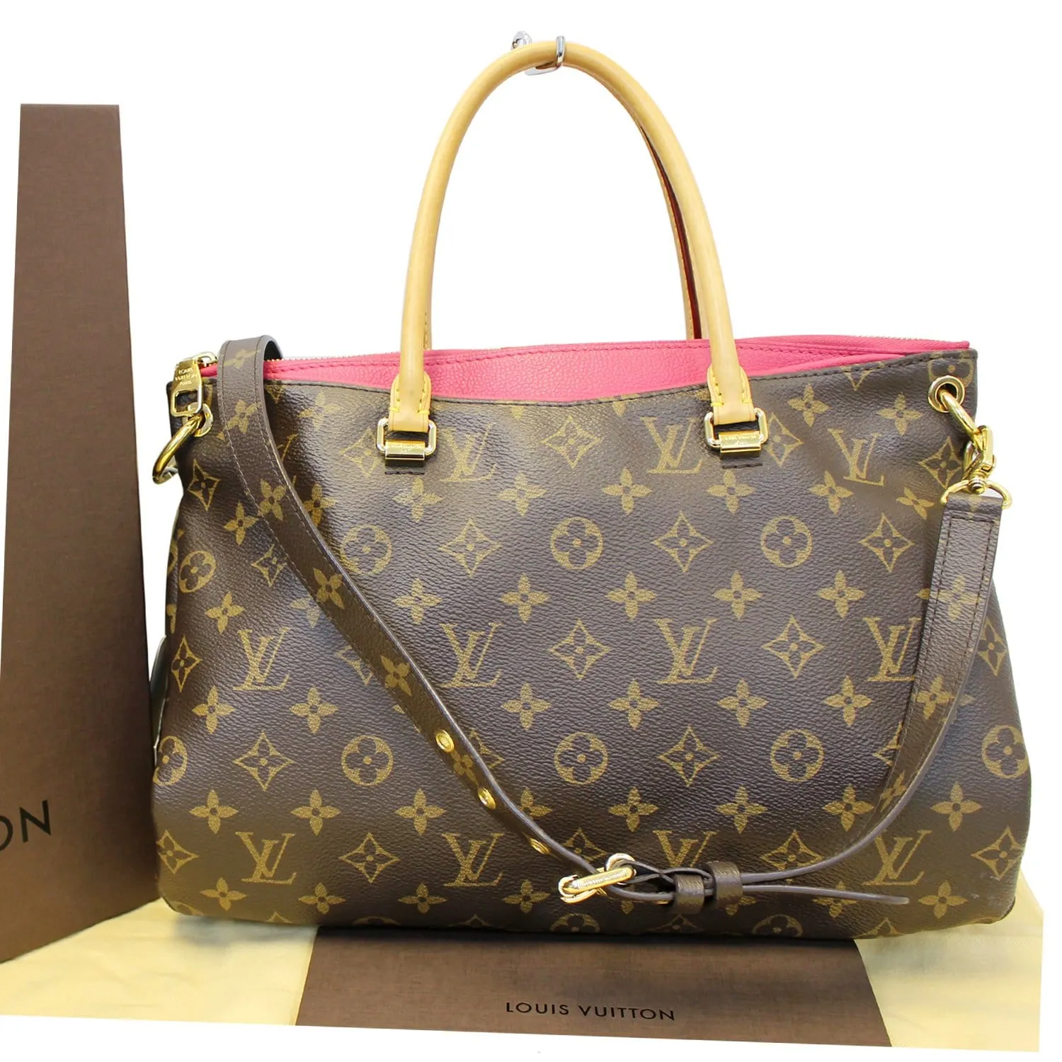 LOUIS VUITTON Pallas Monogram Canvas 2Way Shoulder Bag Cerise