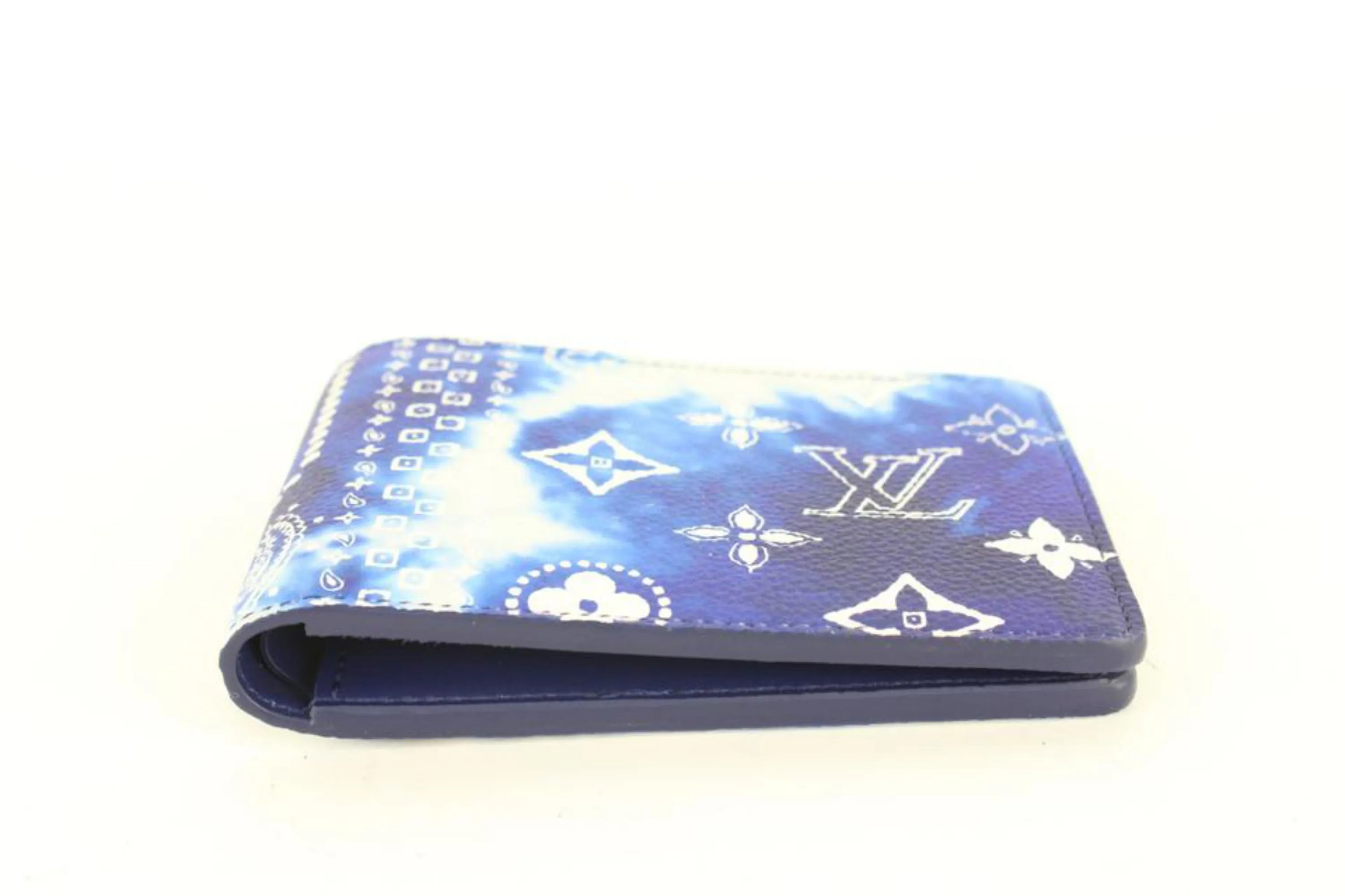 Louis Vuitton Virgil Abloh Blue Monogram Bandana Slender Wallet 76lk67s