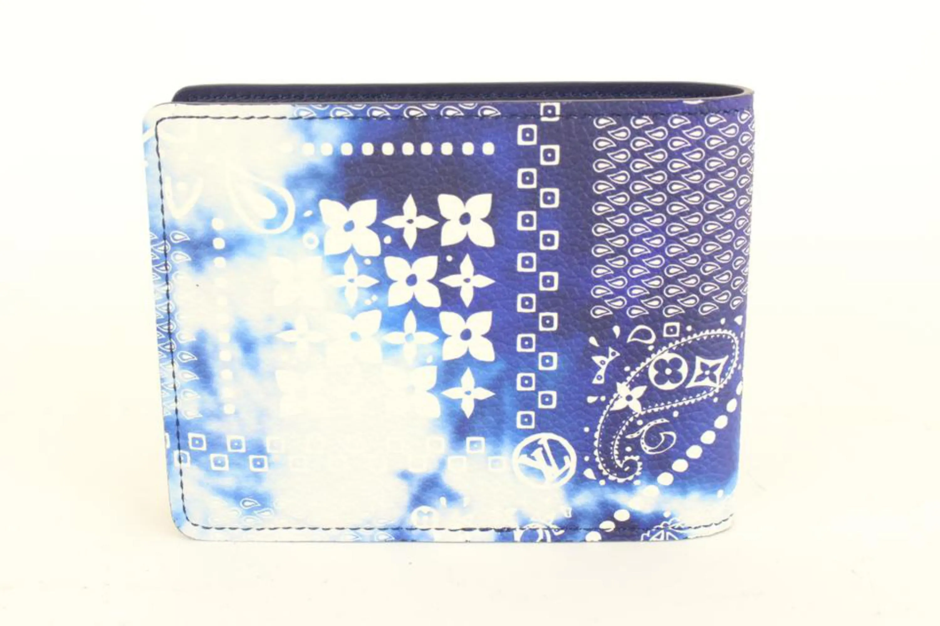 Louis Vuitton Virgil Abloh Blue Monogram Bandana Slender Wallet 76lk67s