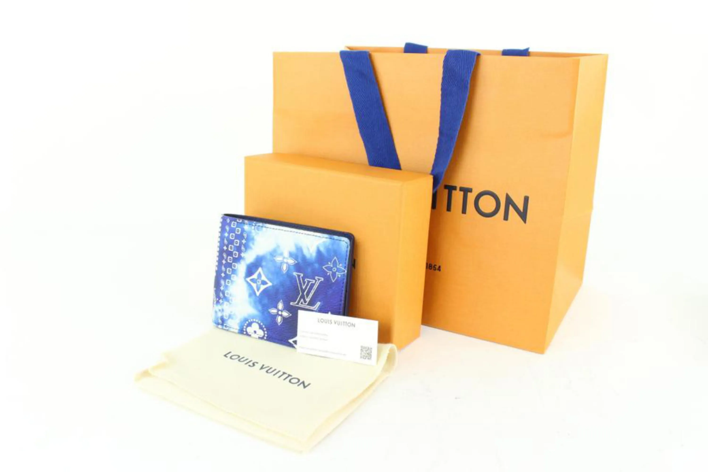Louis Vuitton Virgil Abloh Blue Monogram Bandana Slender Wallet 76lk67s