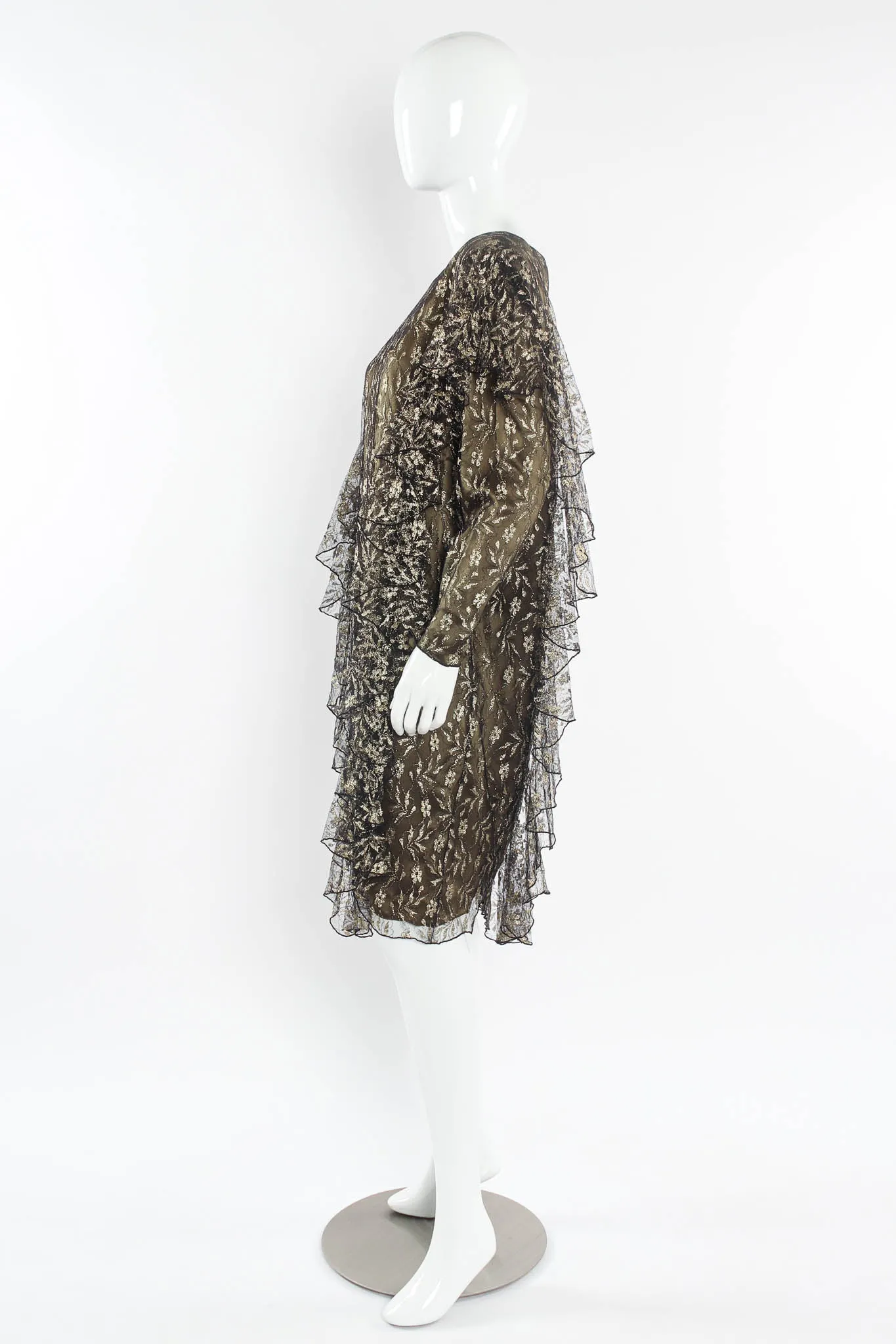 Metallic Floral Ruffle Dress