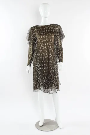 Metallic Floral Ruffle Dress
