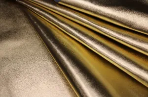 METALLIC GOLD LEATHER: Genuine Leather 2.5-3 oz. - Perfect for Handbags and Leather Crafts!