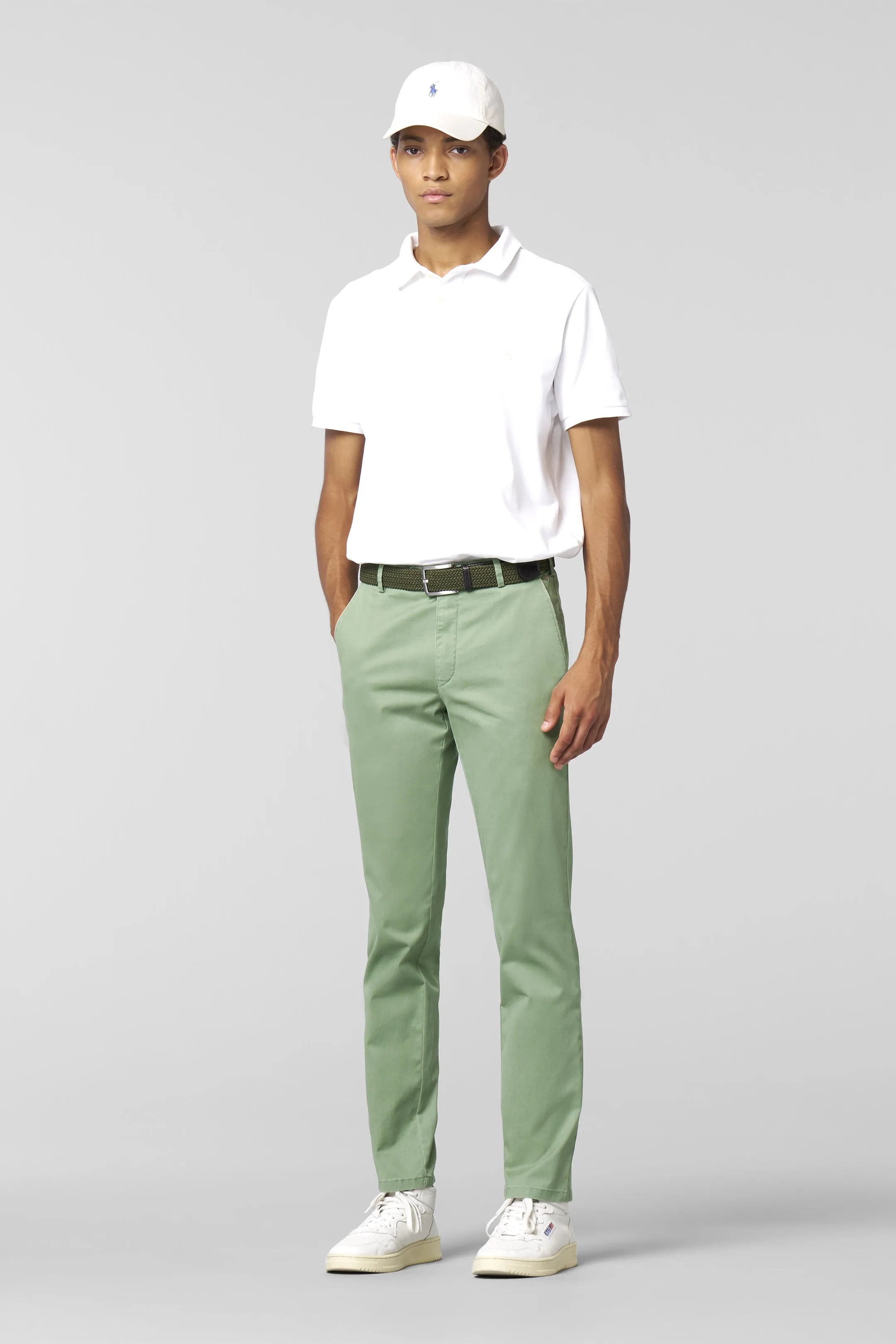 MEYER New York Trousers - 5054 Summer Stretch Twill Chinos - Sage