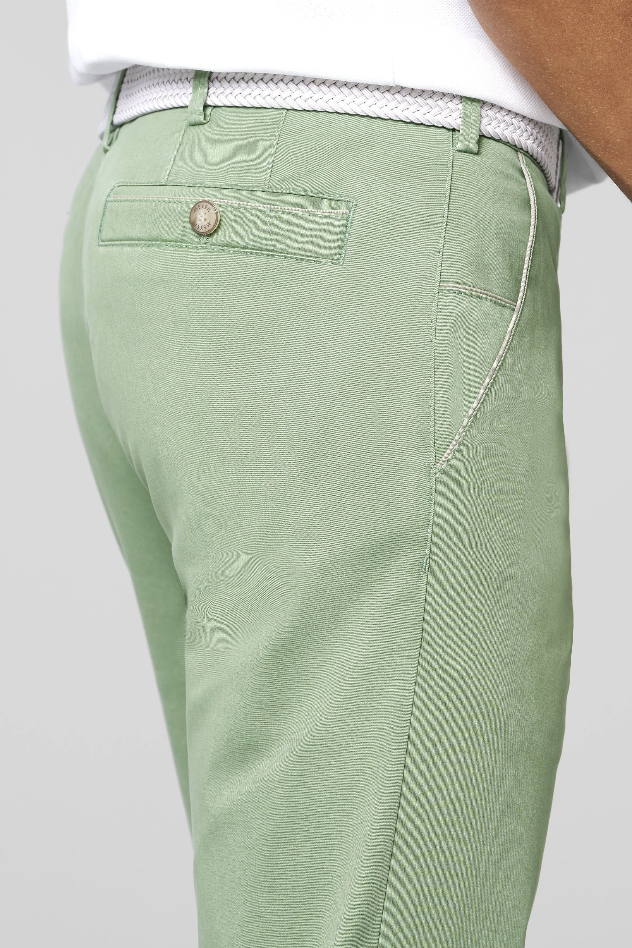 MEYER New York Trousers - 5054 Summer Stretch Twill Chinos - Sage
