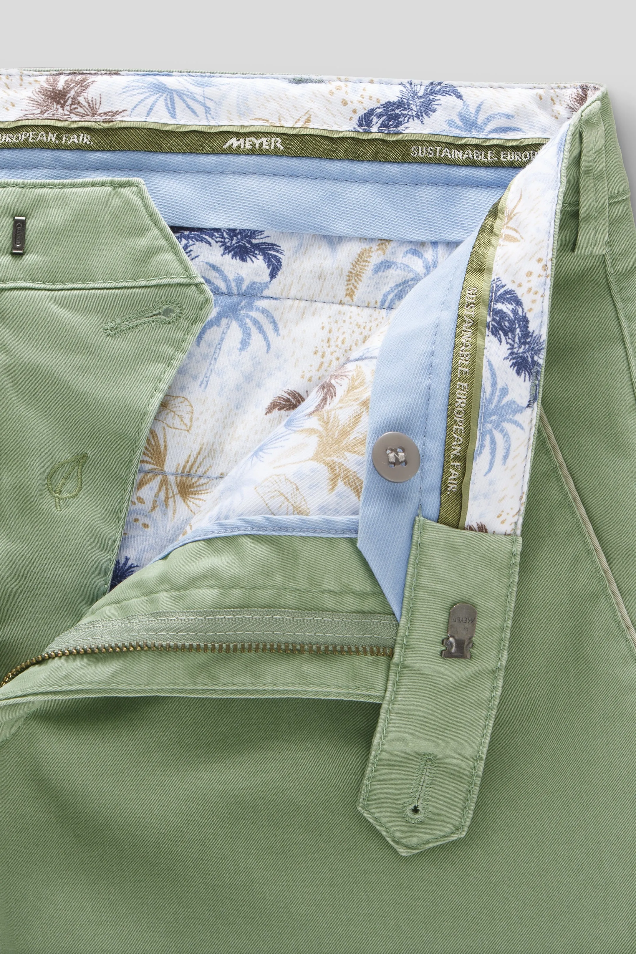 MEYER New York Trousers - 5054 Summer Stretch Twill Chinos - Sage