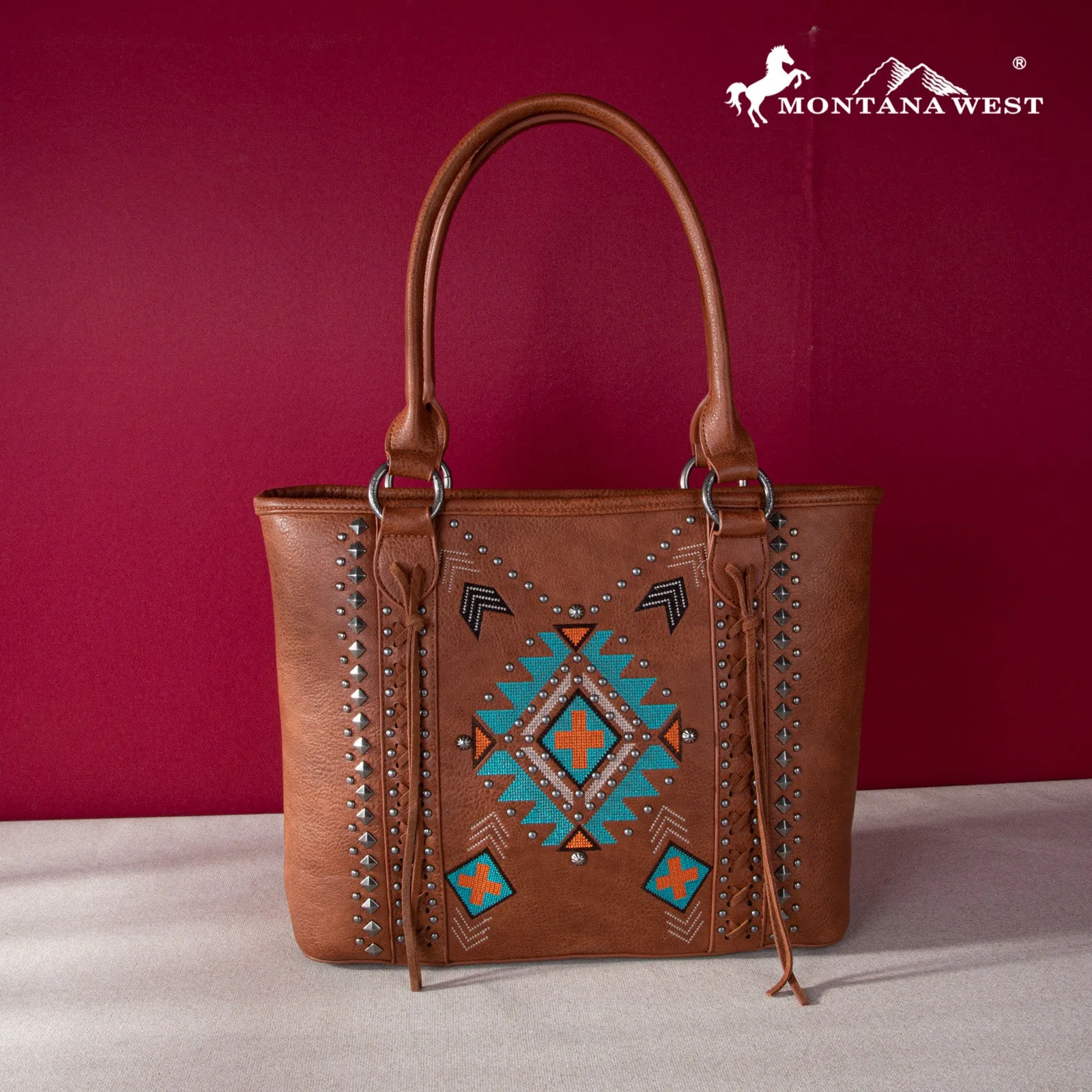 MW1248G-8317  Montana West Embroidered Aztec Collection Concealed Carry Tote