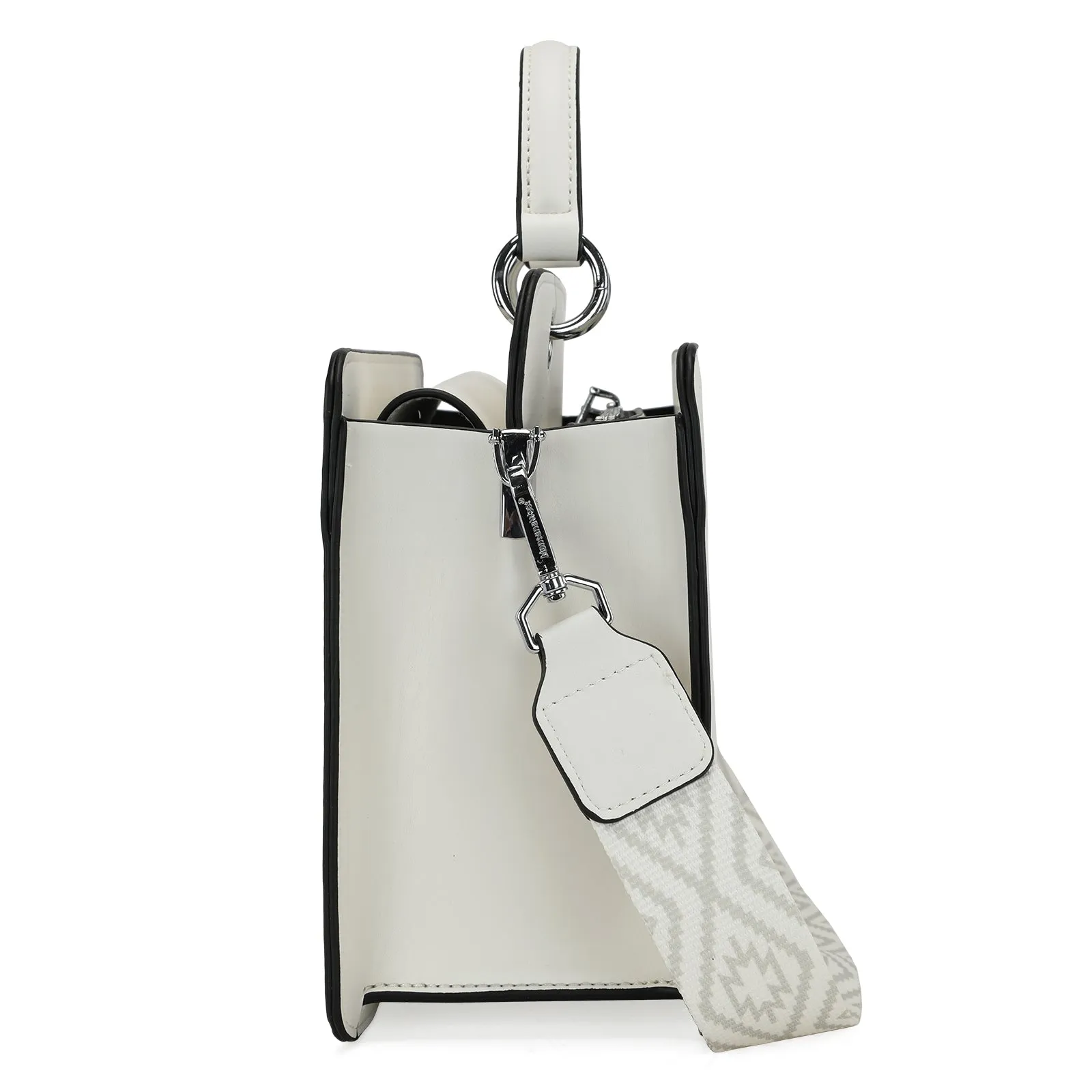 MWF1052-8120   Montana West Embroidered Aztec Tote/Crossbody With Mini Pouch - White