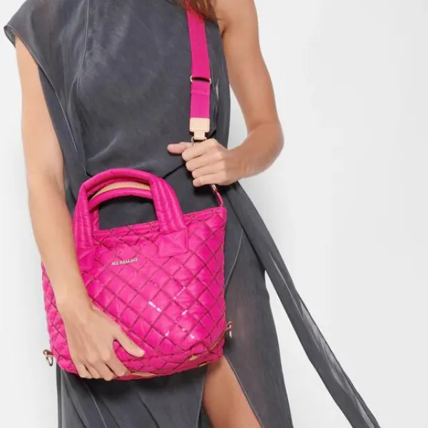 MZ Wallace Small Sutton Deluxe in Bright Fuchsia with Sequins