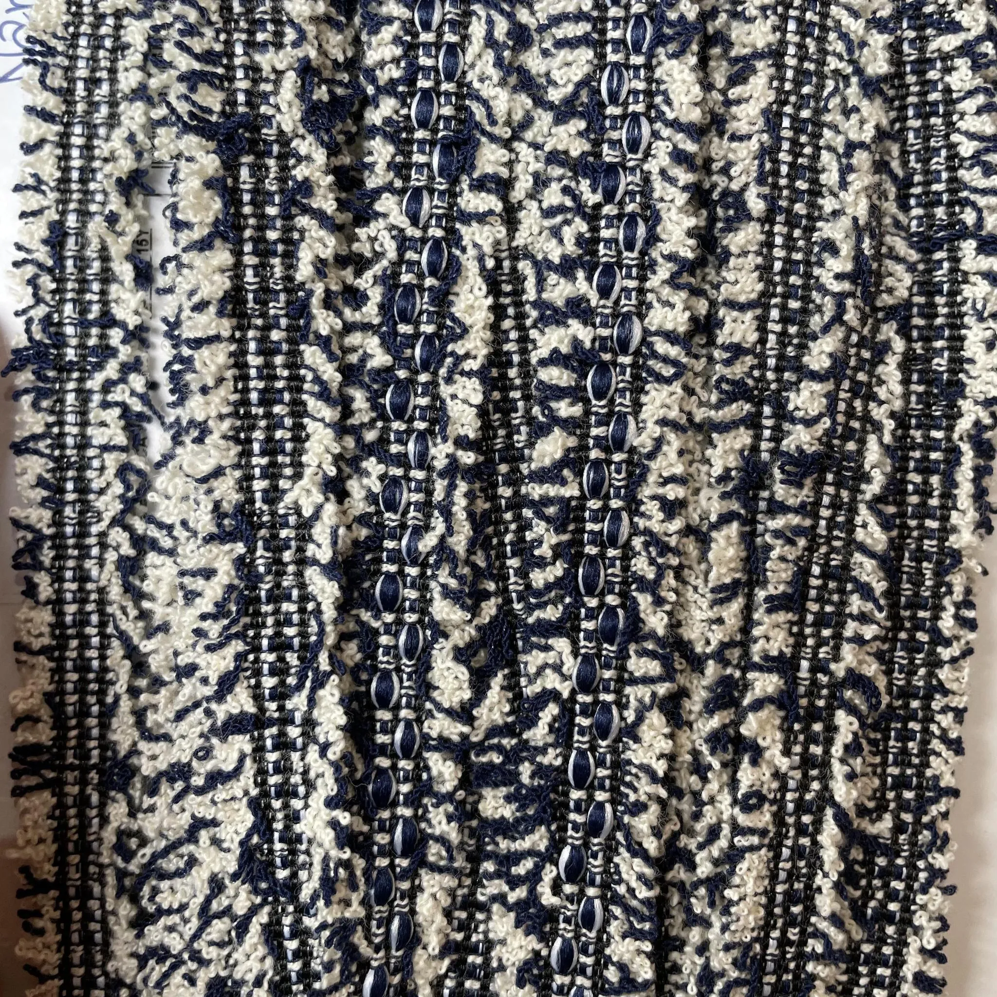 Narrow Fringe Braid Trim - Navy