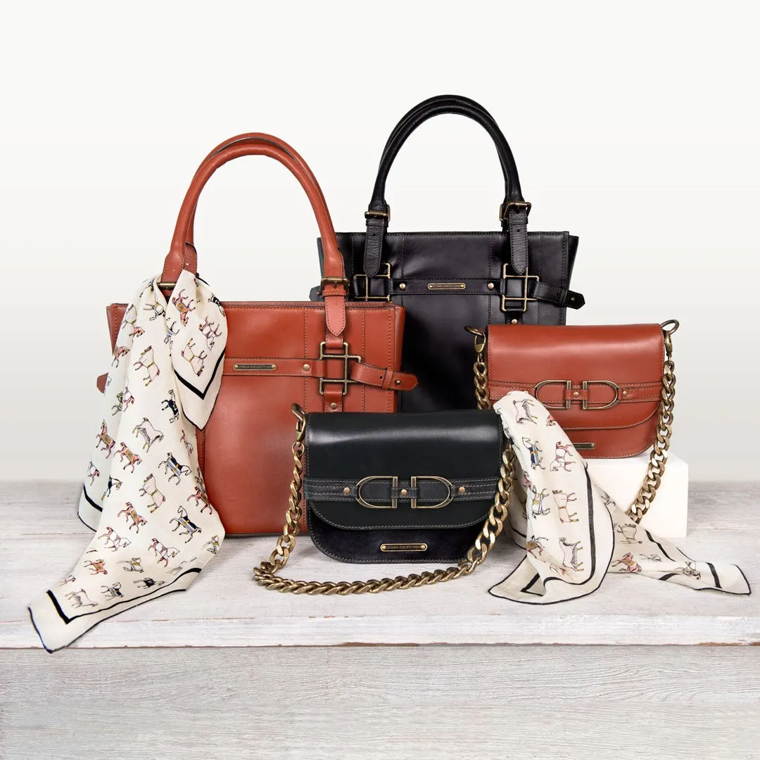 Paddock -  Custom Equestrian Halter Bracket Tote Bag in Cognac Italian Leather
