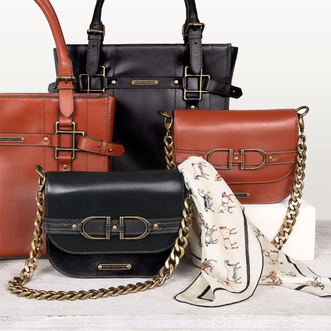 Paddock -  Custom Equestrian Halter Bracket Tote Bag in Cognac Italian Leather