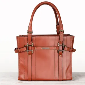 Paddock -  Custom Equestrian Halter Bracket Tote Bag in Cognac Italian Leather