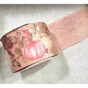 Pastel Pumpkins Burlap Double Sided USDR Ribbon - 2.25 Inch