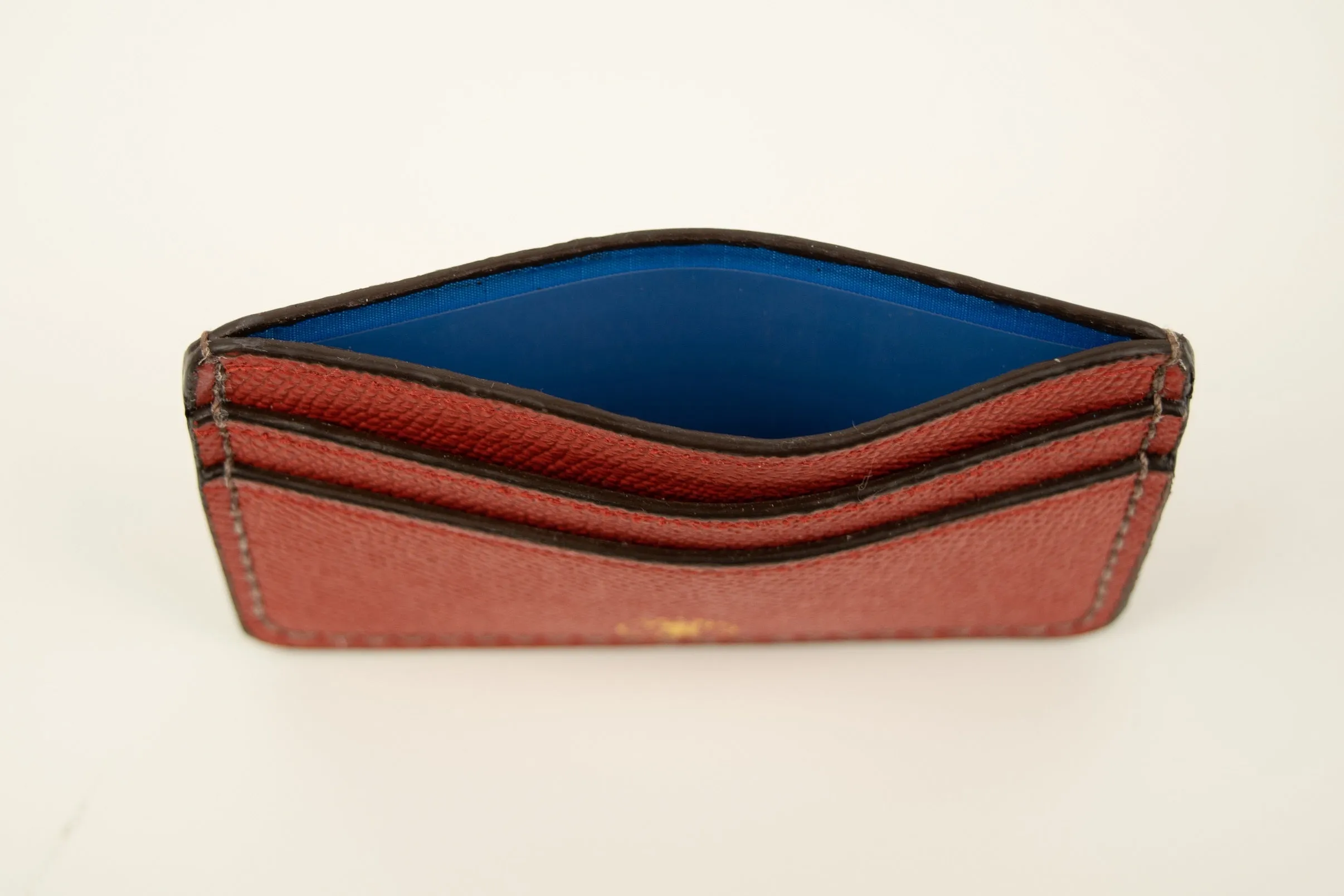 Pebbled Grain Leather Card Case in Burnt Orange
