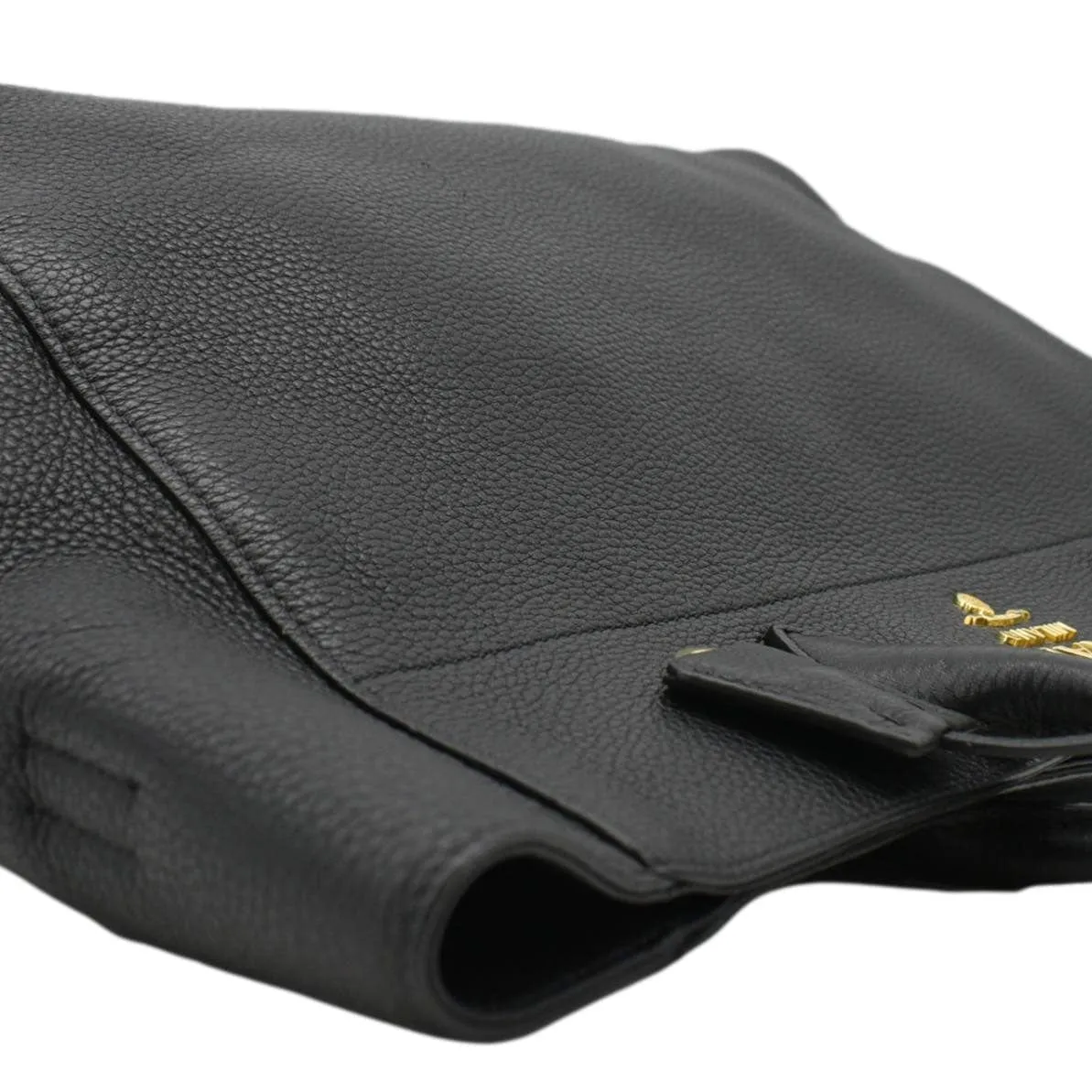 PRADA Vitello Daino Large Leather Tote Bag Black