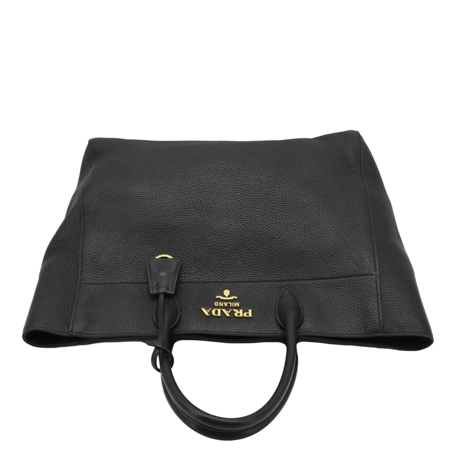 PRADA Vitello Daino Large Leather Tote Bag Black