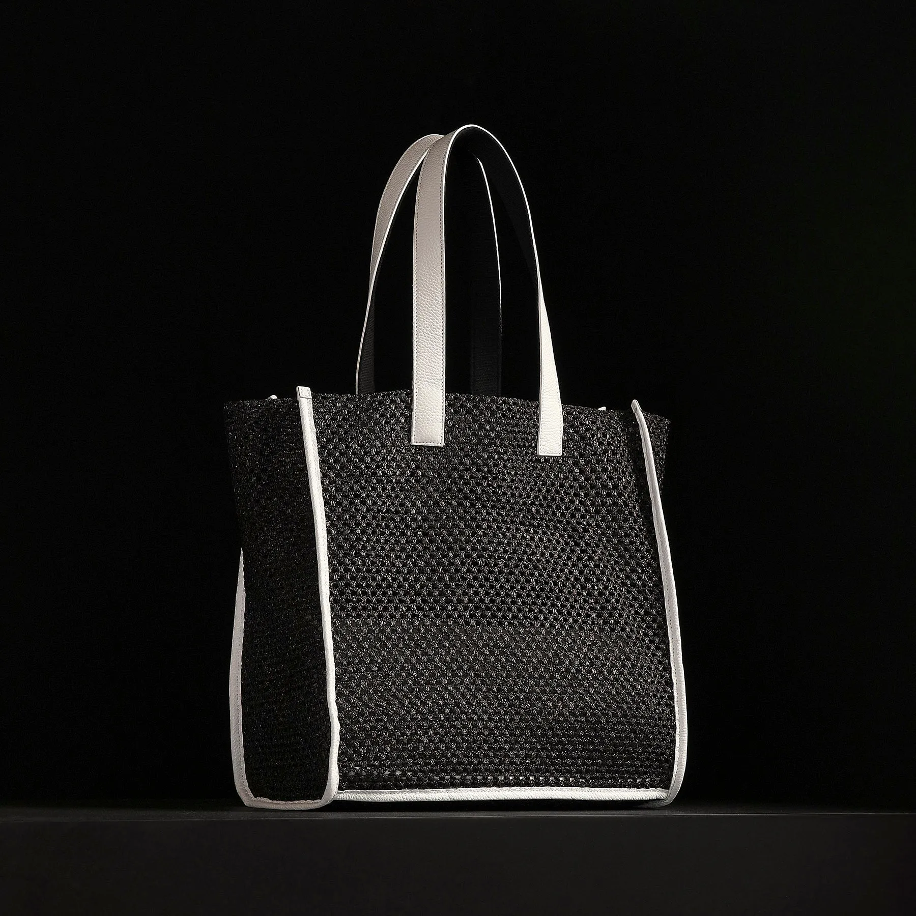 Raffia Tote - Black Sea