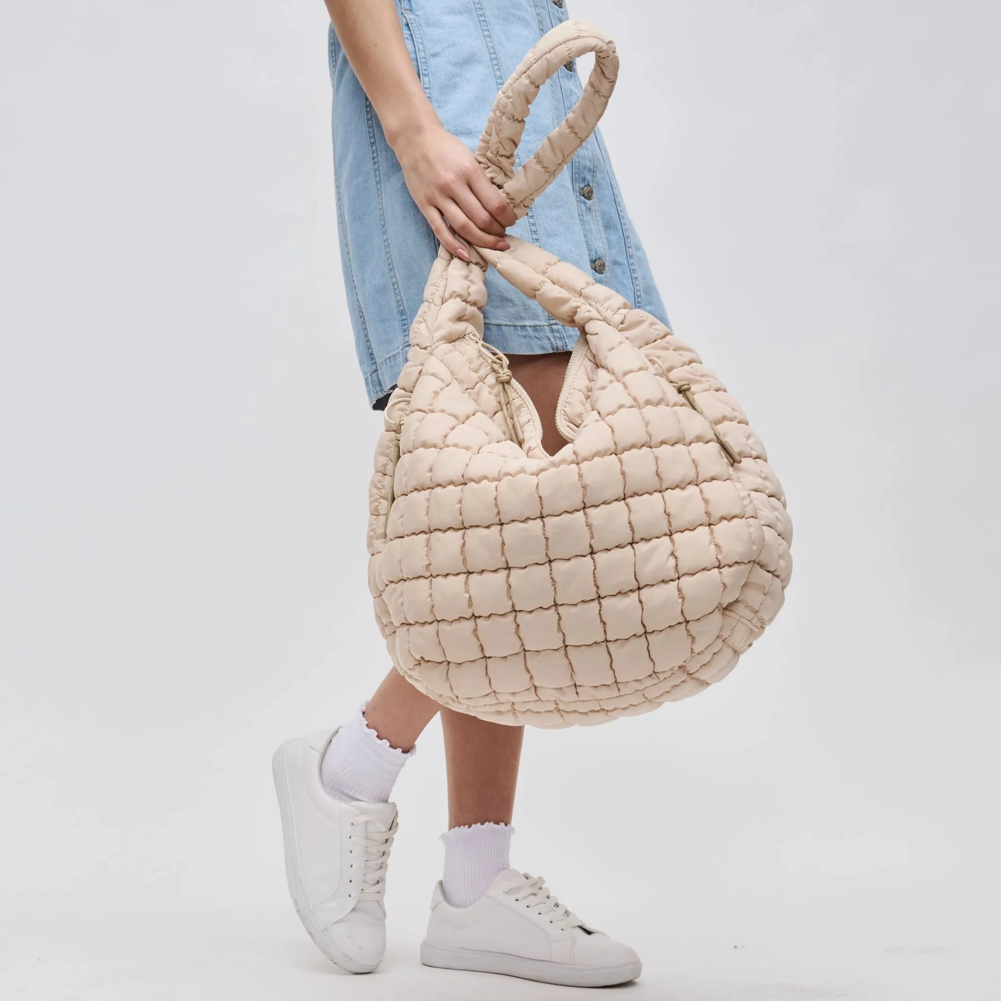 Revive Puffer Hobo Bag Cream
