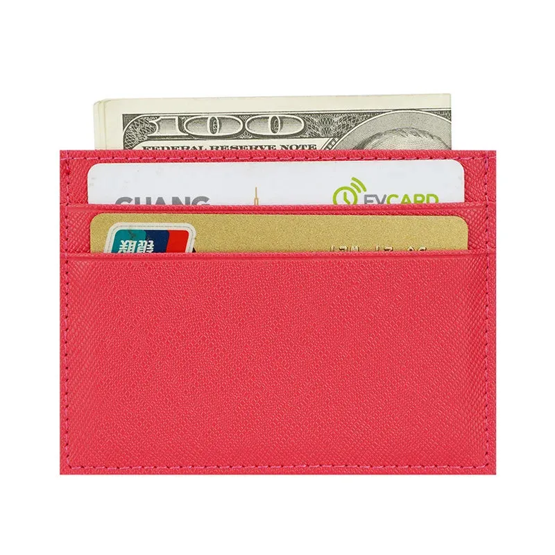 RFID Genuine Leather Credit Card Holder Candy Color Business Card Holder ID Card Case