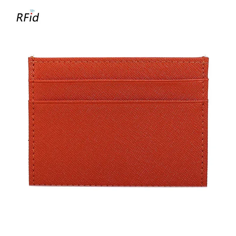 RFID Genuine Leather Credit Card Holder Candy Color Business Card Holder ID Card Case