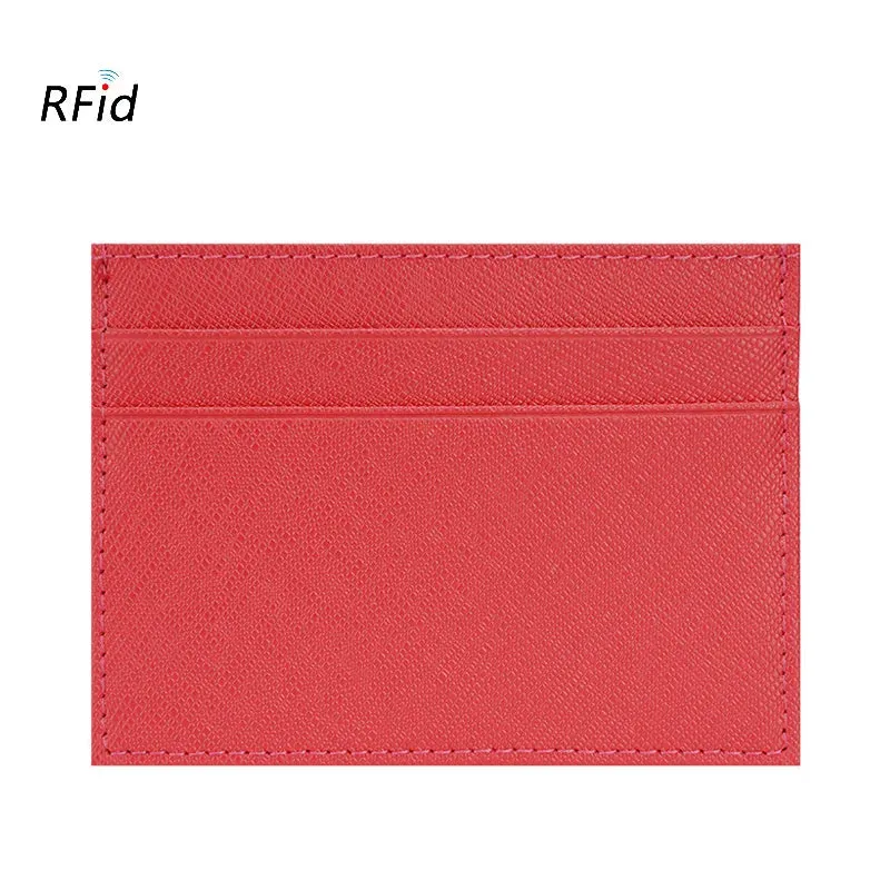 RFID Genuine Leather Credit Card Holder Candy Color Business Card Holder ID Card Case