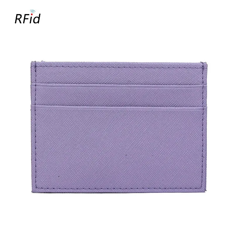 RFID Genuine Leather Credit Card Holder Candy Color Business Card Holder ID Card Case