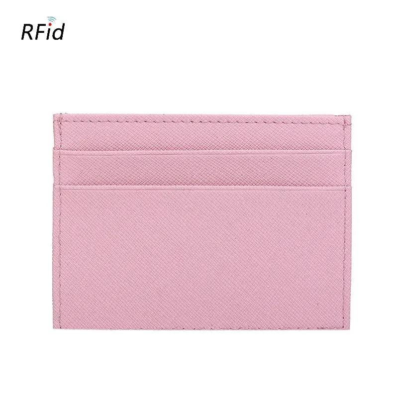 RFID Genuine Leather Credit Card Holder Candy Color Business Card Holder ID Card Case