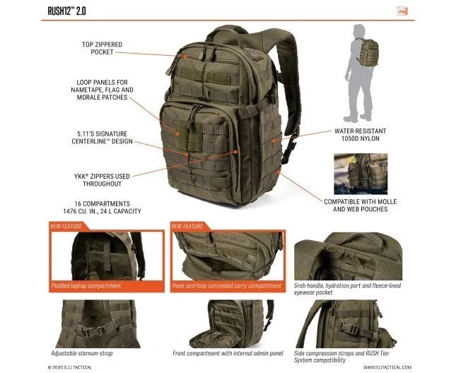 RUSH12 2.0 BACKPACK, RANGER GREEN