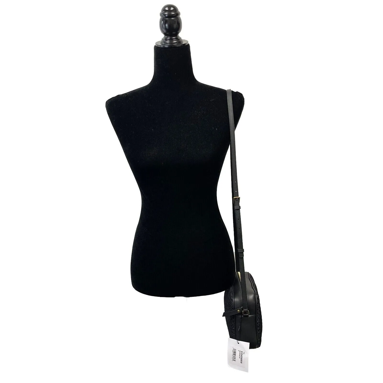 Saint Laurent - Black Raffia Paneled Lou Medium Camera Bag / Crossbody