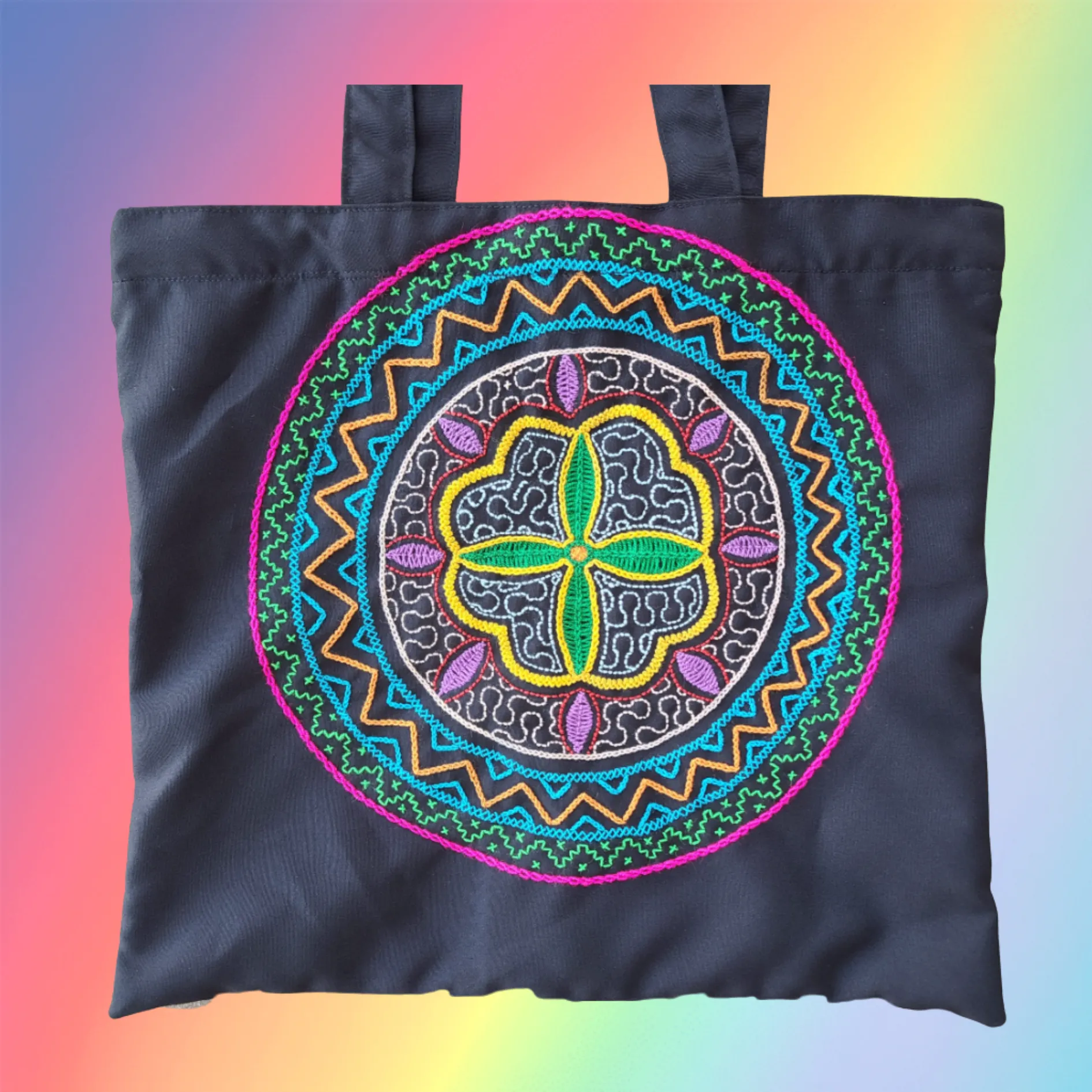 Shipibo Embroidered Sacred Tote Bag - Kene Rao