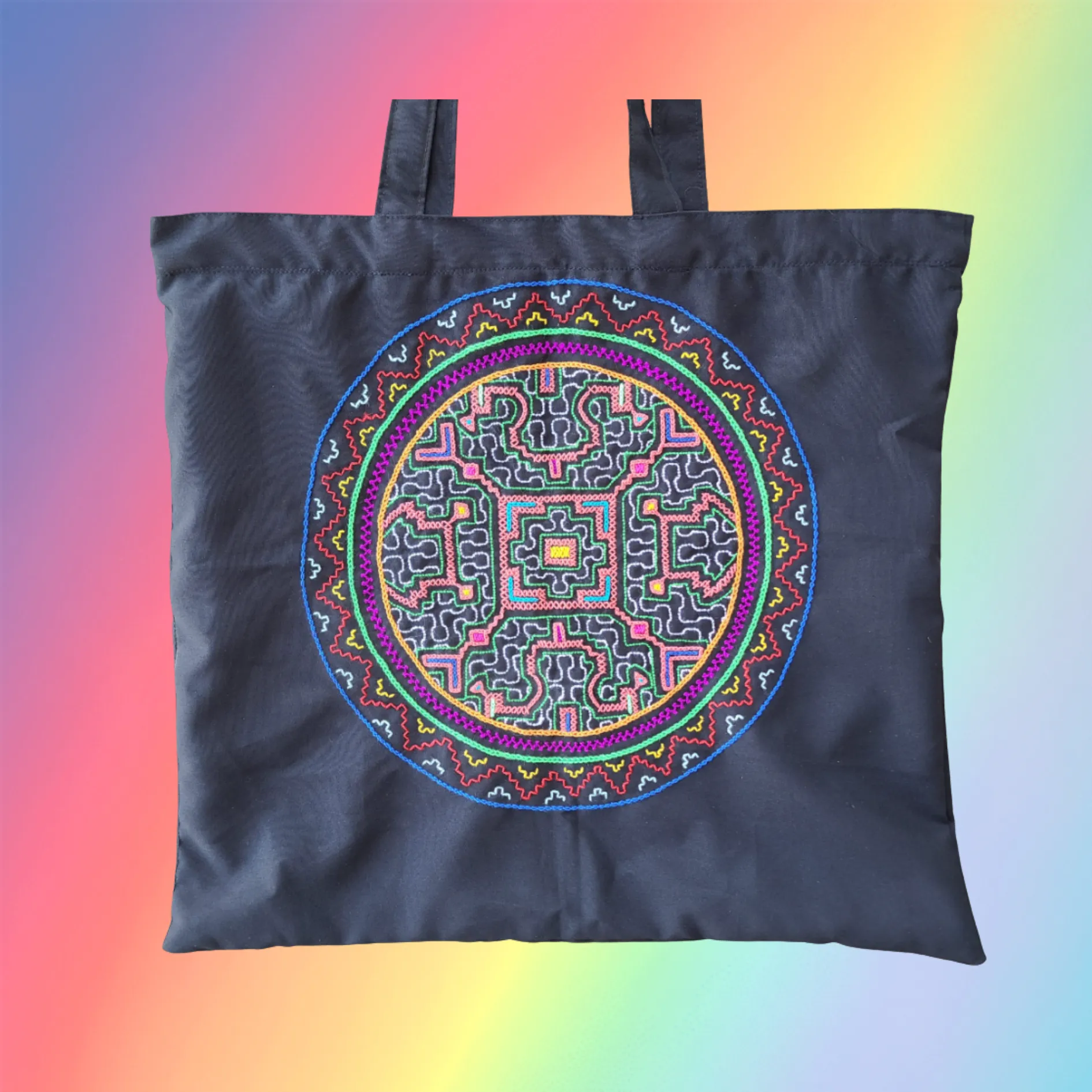Shipibo Embroidered Sacred Tote Bag - Shaman's Vision