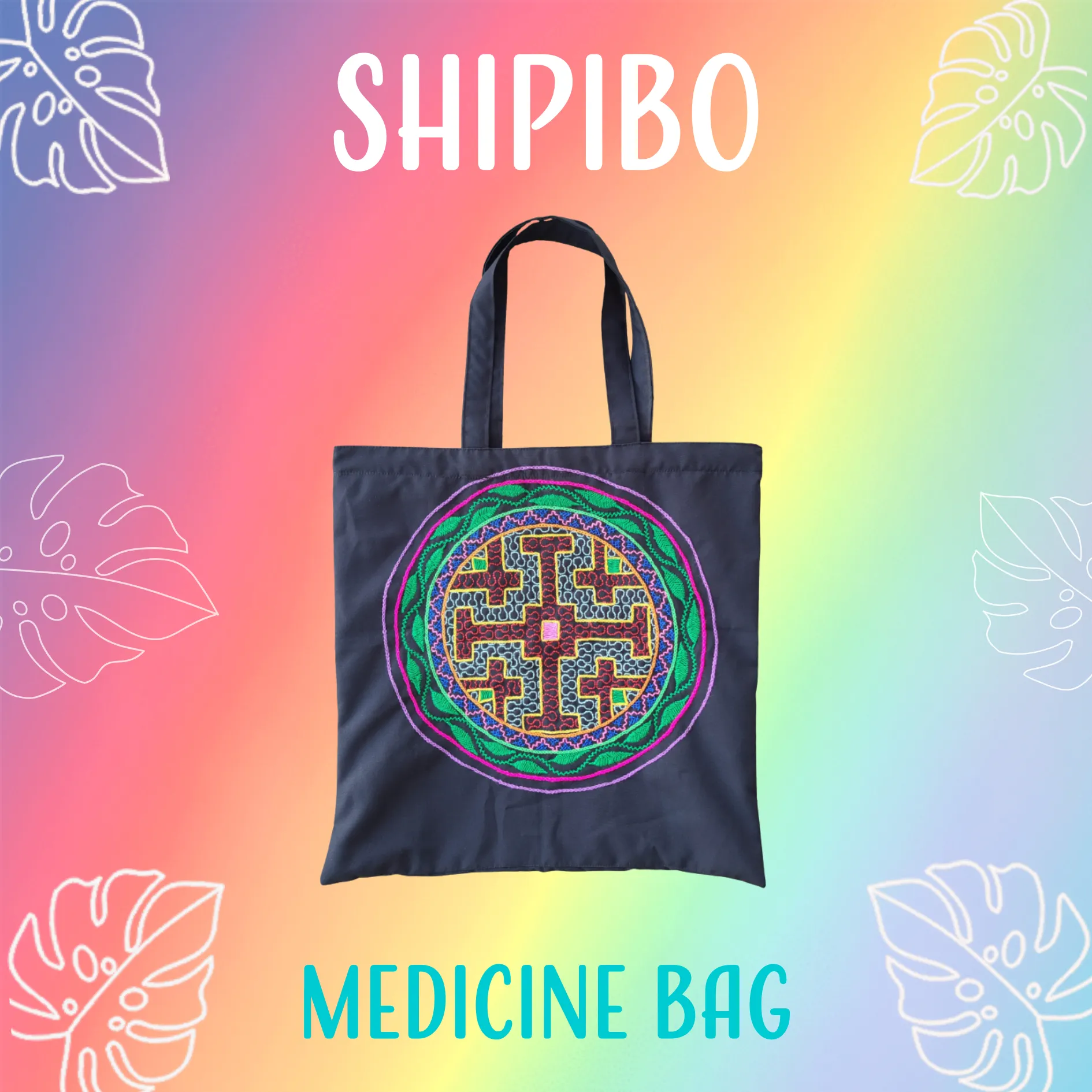 Shipibo Embroidered Sacred Tote Bag - Shaman's Vision