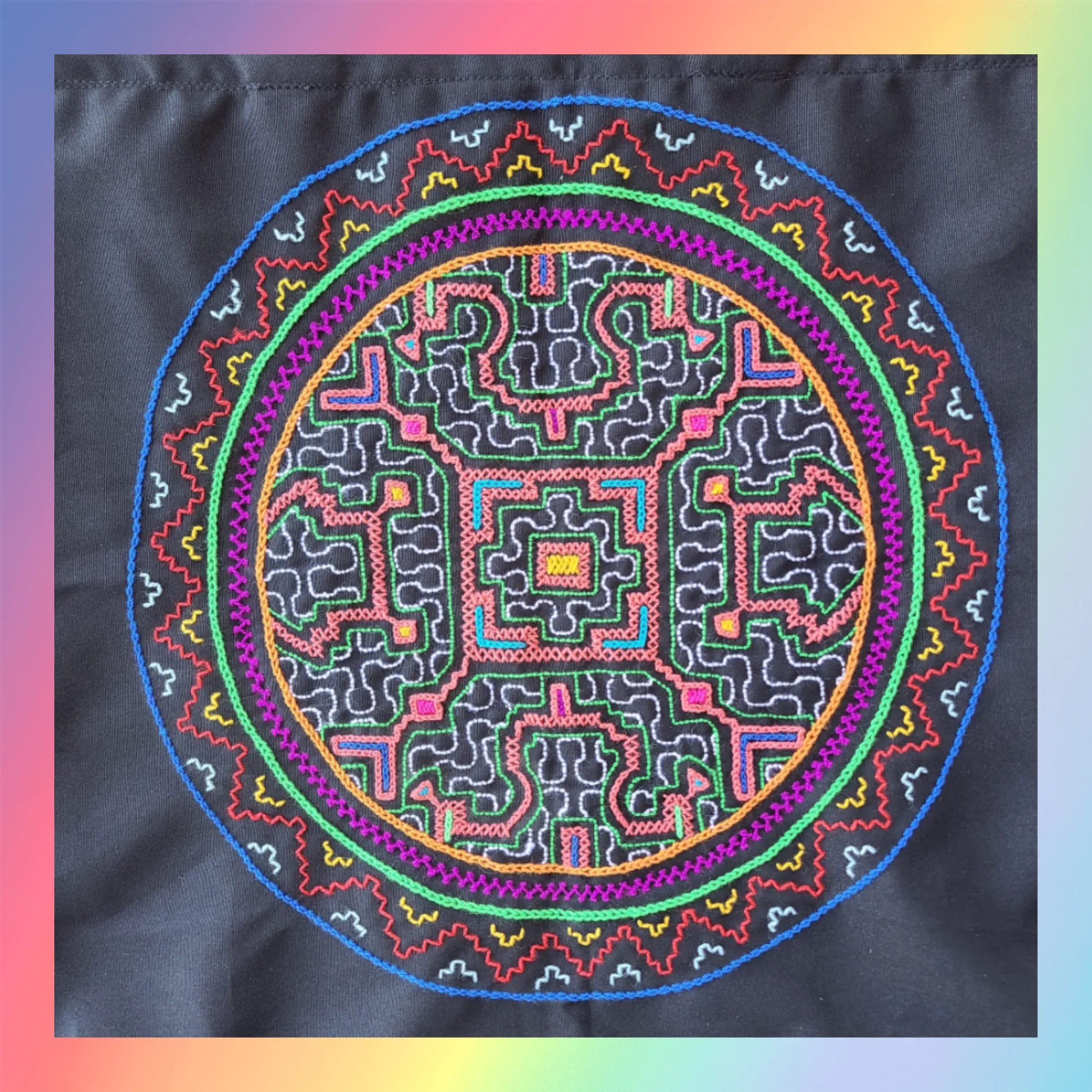 Shipibo Embroidered Sacred Tote Bag - Shaman's Vision