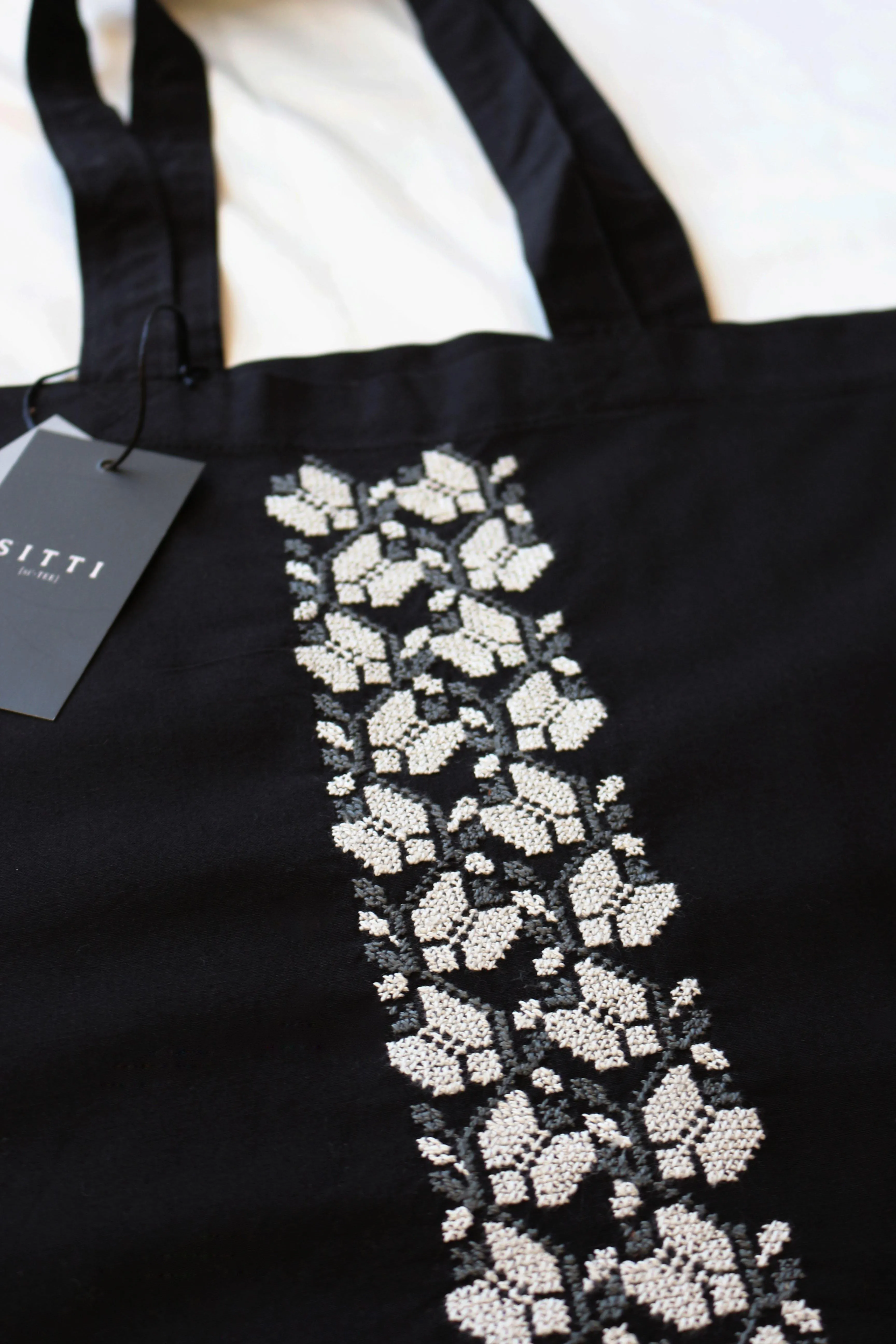 Sitti x Deerah Hand-Embroidered Tote Bag with Olive Motif